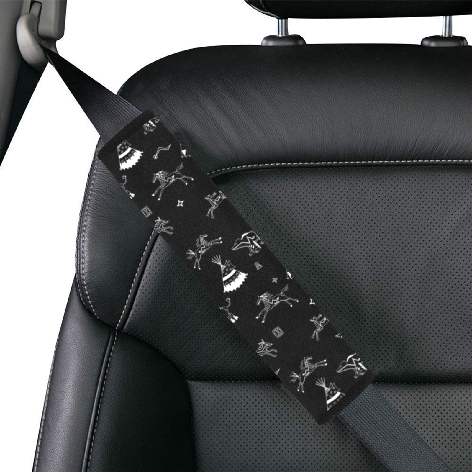 Ledger Dabbles Black Car Seat Belt Cover 7''x12.6'' (Pack of 2)