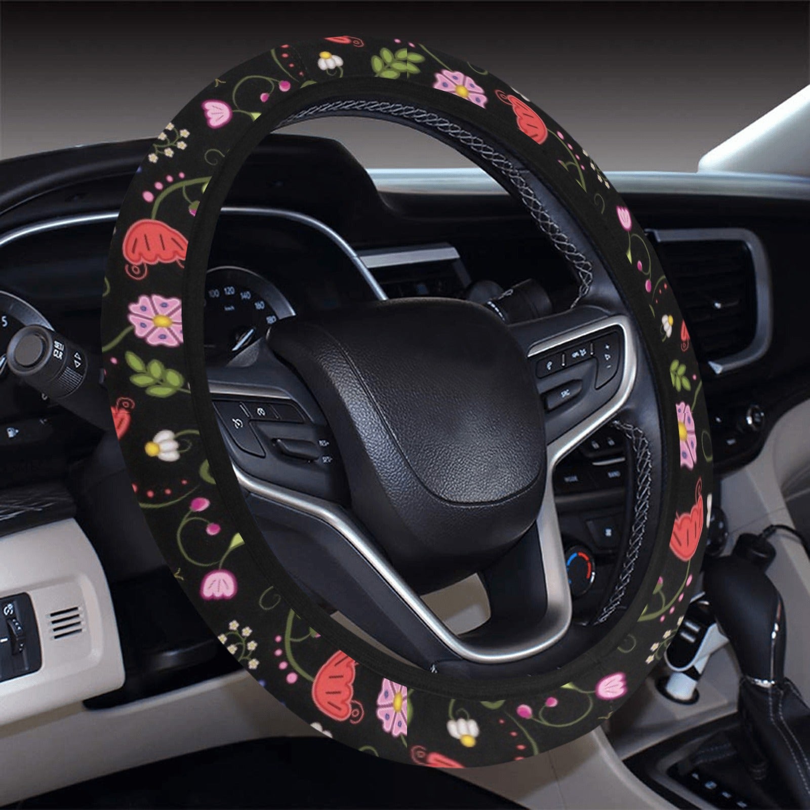 Nipin Blossom Midnight Steering Wheel Cover with Elastic Edge