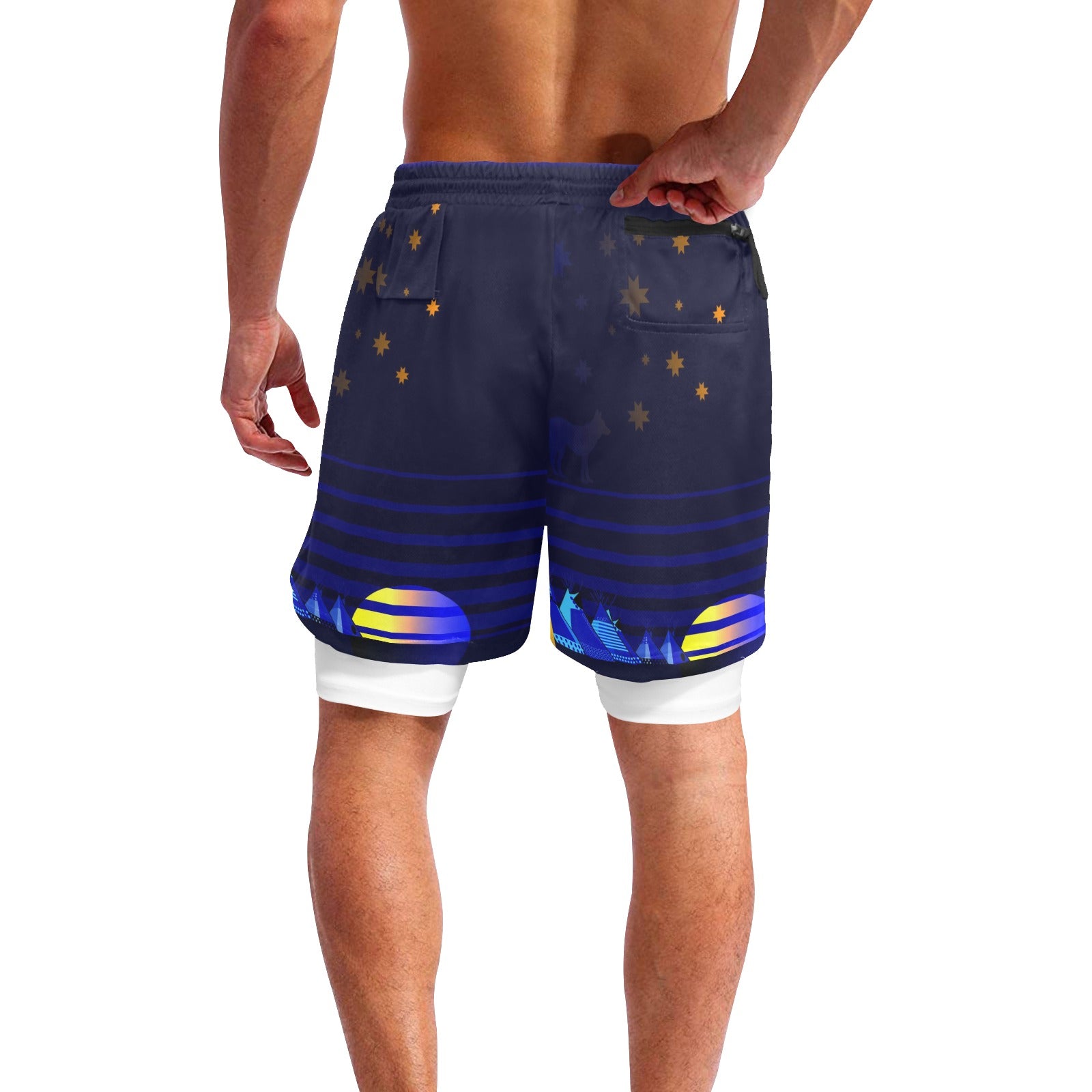 Wolf Star Men's Sports Shorts with Compression Liner