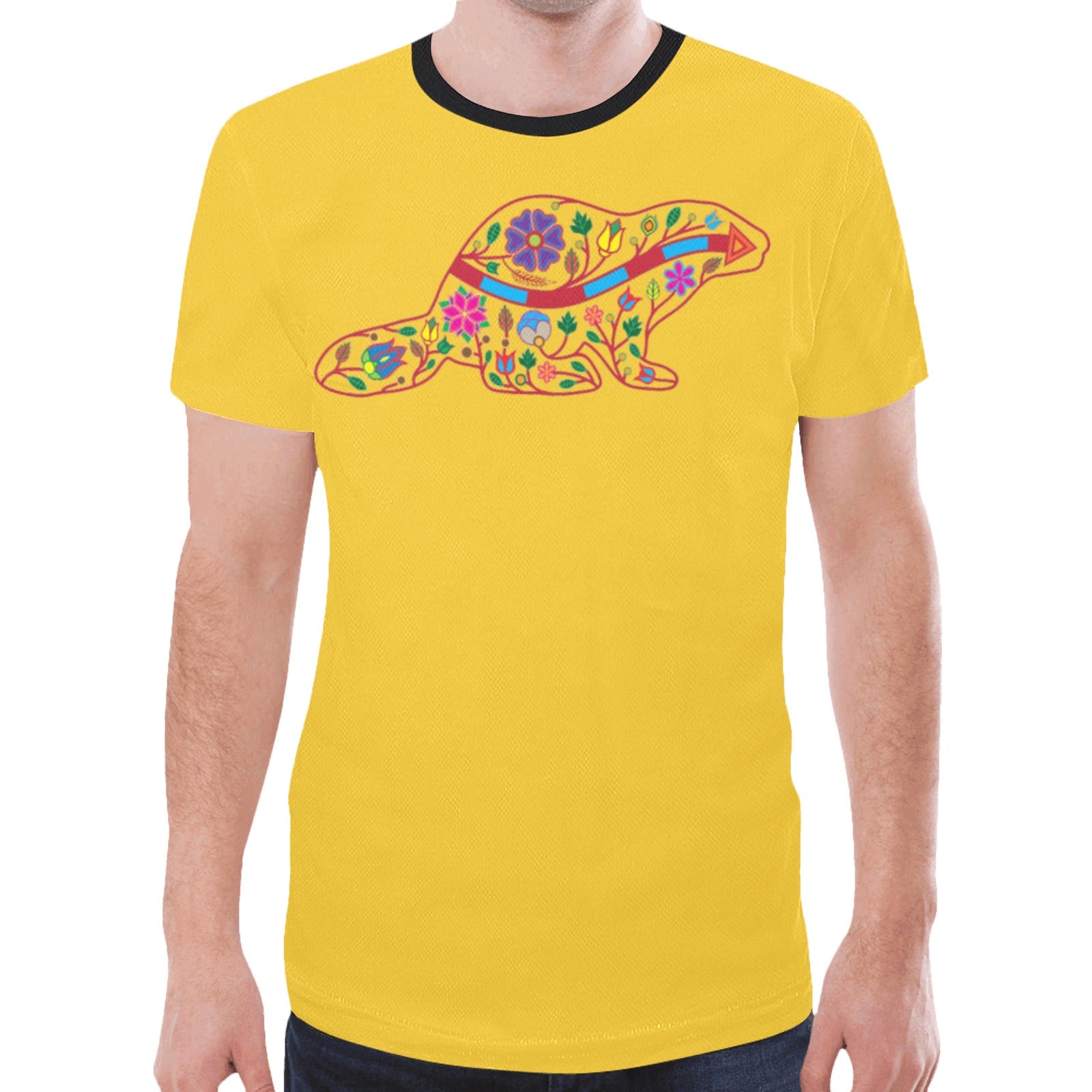 Floral Beaver Spirit Guide (Yellow) T-shirt for Men