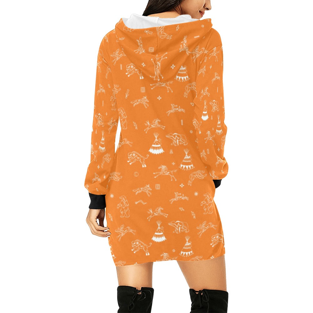 Ledger Dabbles Orange Hoodie Dress