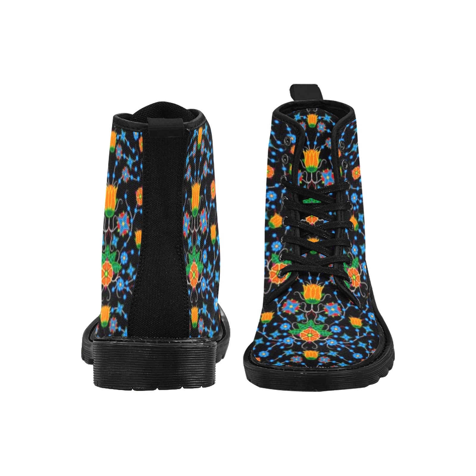 Floral Damask Boots for Women (Black)