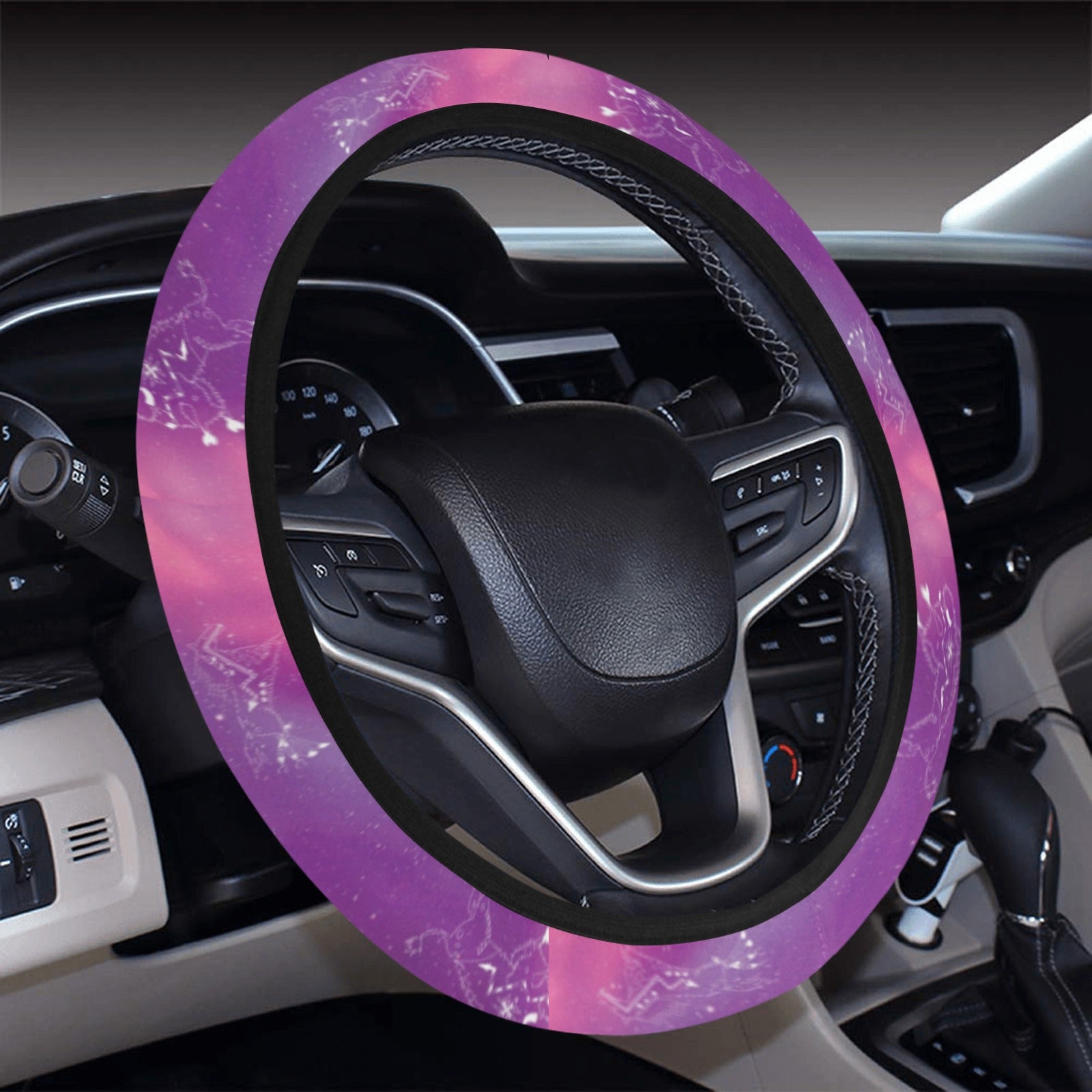 Animal Ancestors 7 Aurora Gases Pink and Purple Steering Wheel Cover with Elastic Edge