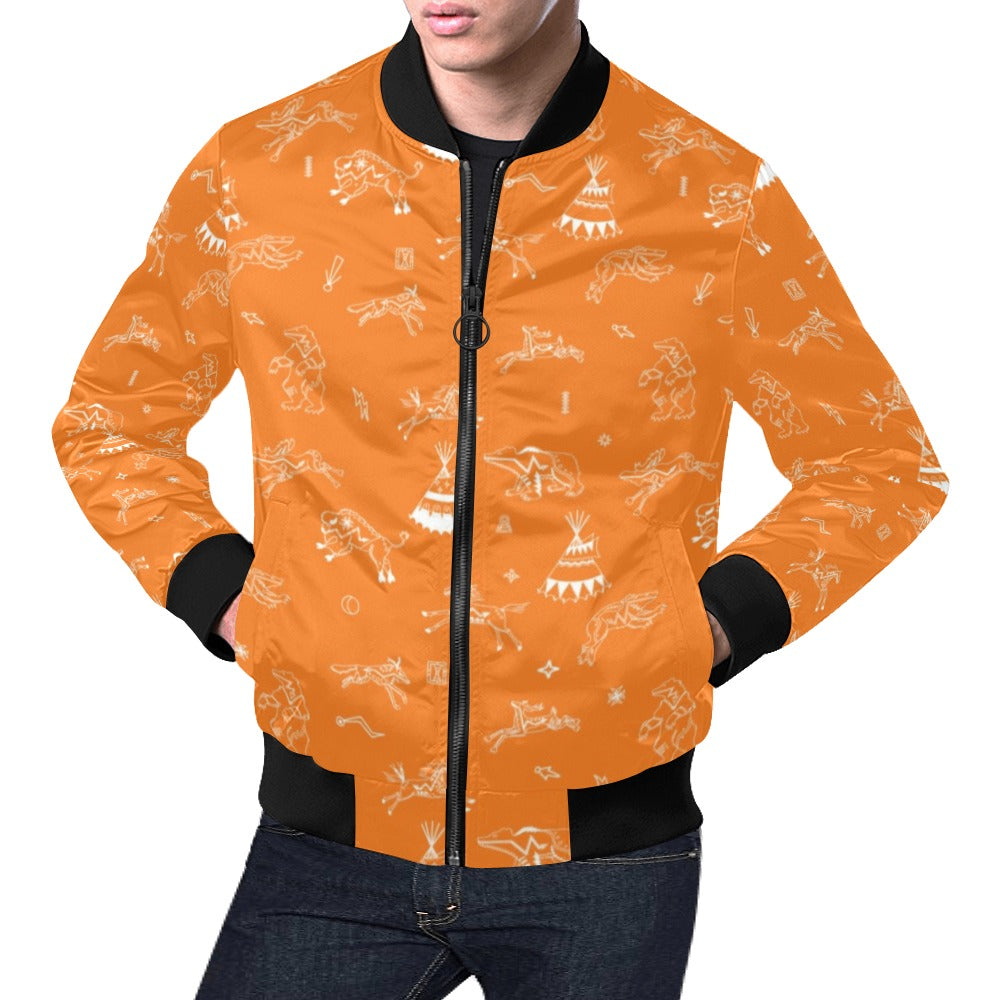 Ledger Dabbles Orange Bomber Jacket for Men