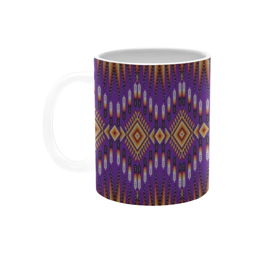 Fire Feather Purple White Mug(11OZ)