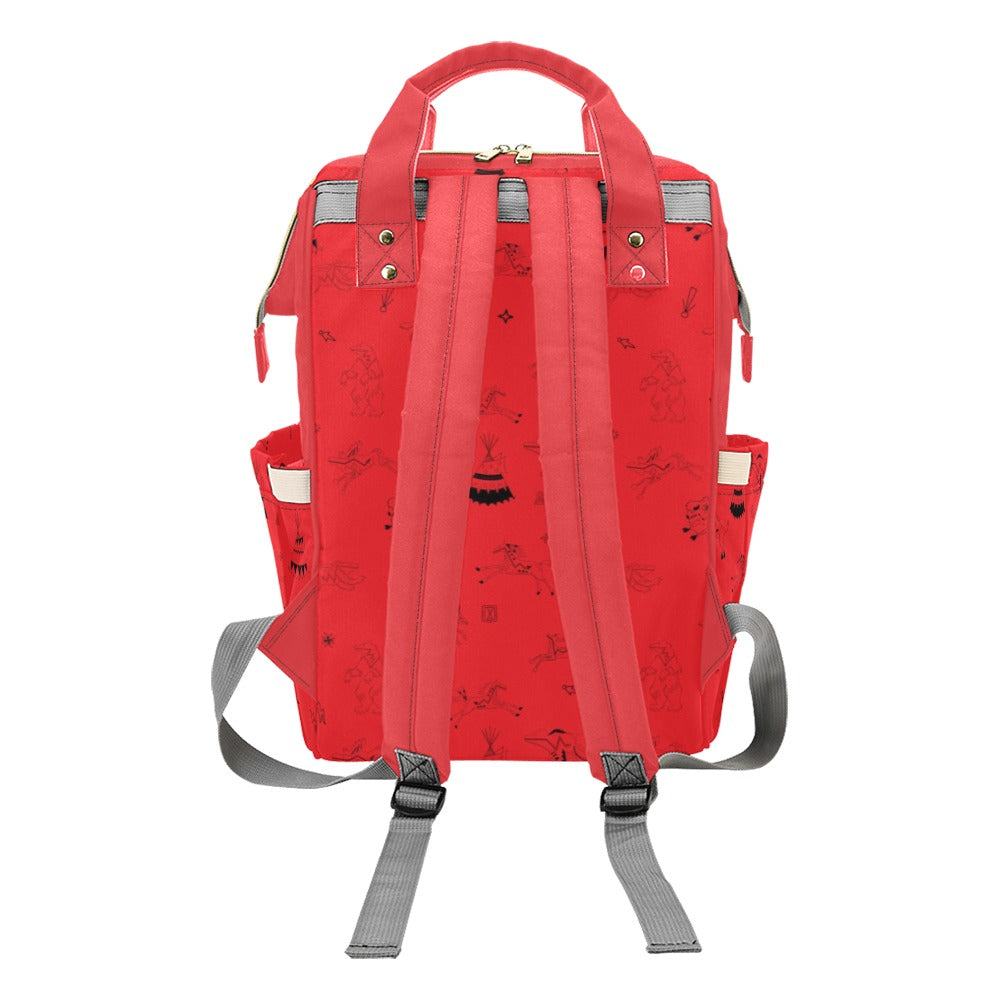 Ledger Dables Red Multi-Function Diaper Backpack/Diaper Bag