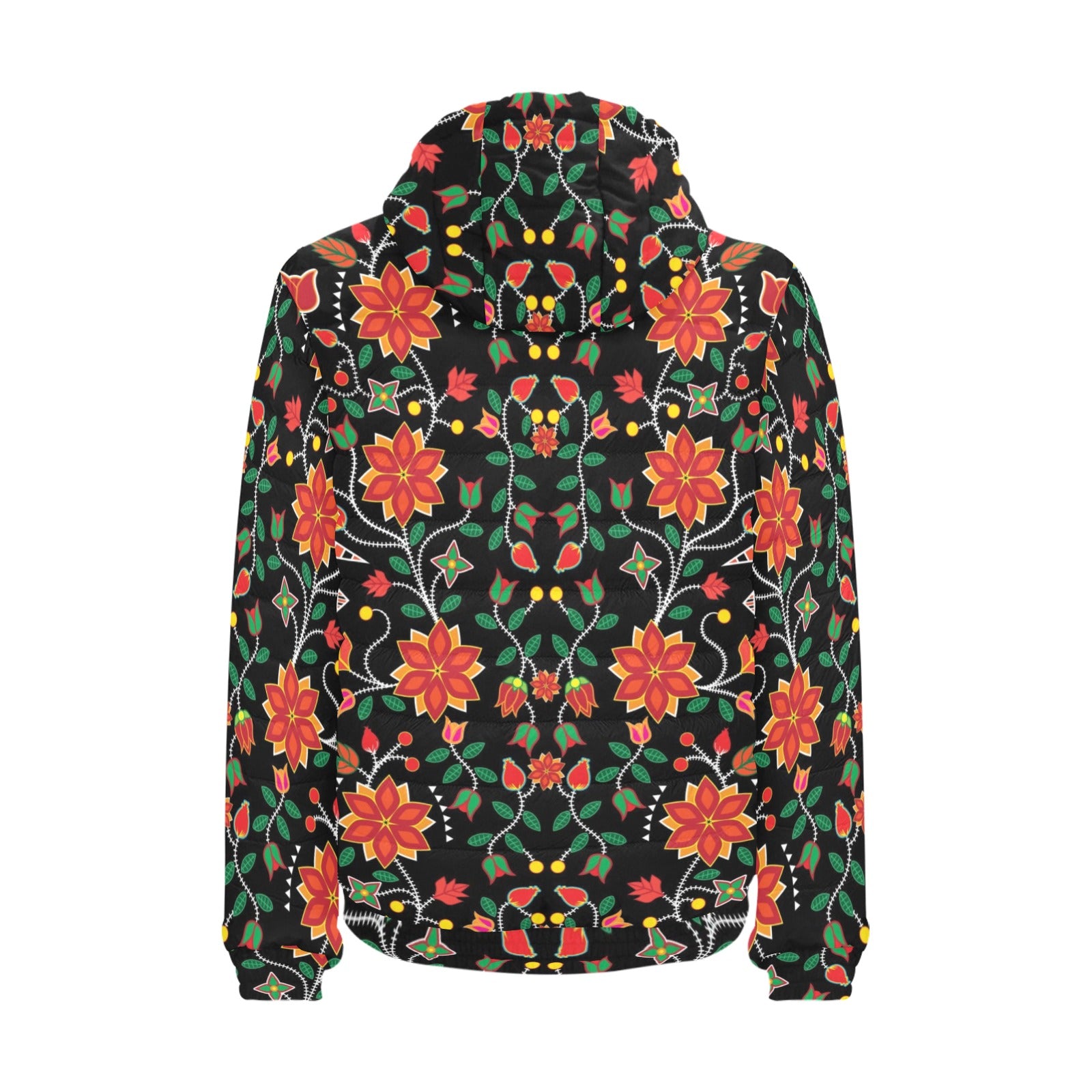 Floral Beadwork Six Bands Men's Padded Hooded Jacket
