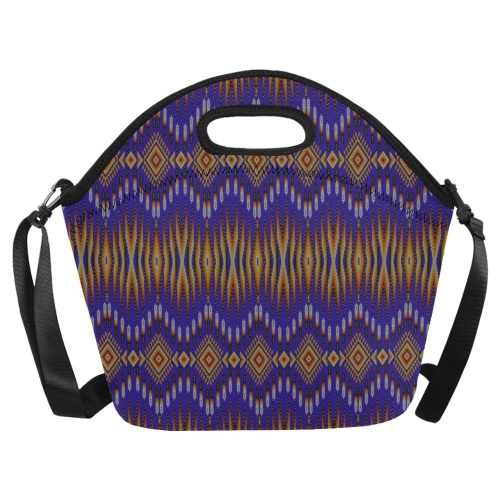 Fire Feather Blue Neoprene Lunch Bag/Large
