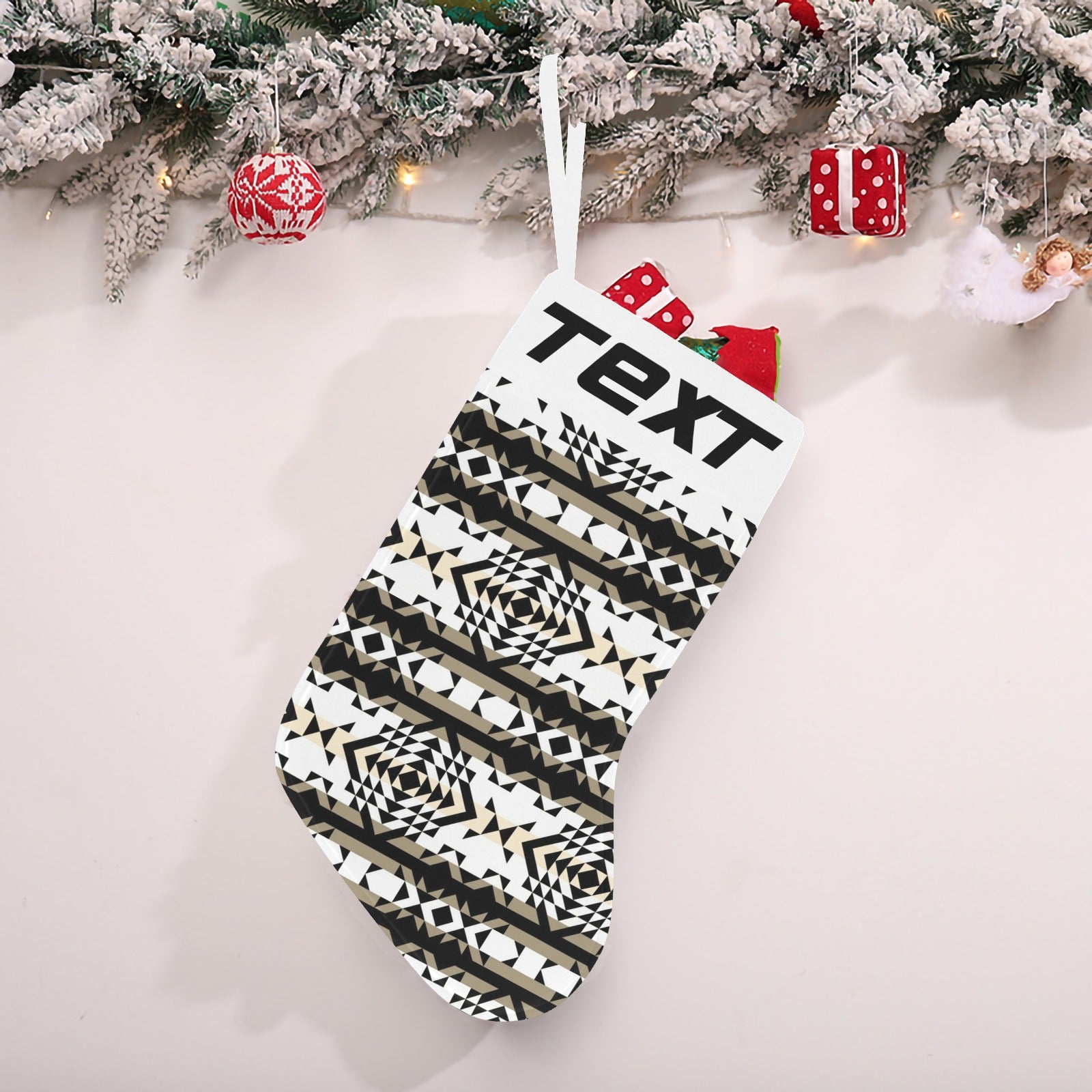 Black Rose Winter Canyon Christmas Stocking (Custom Text on The Top)