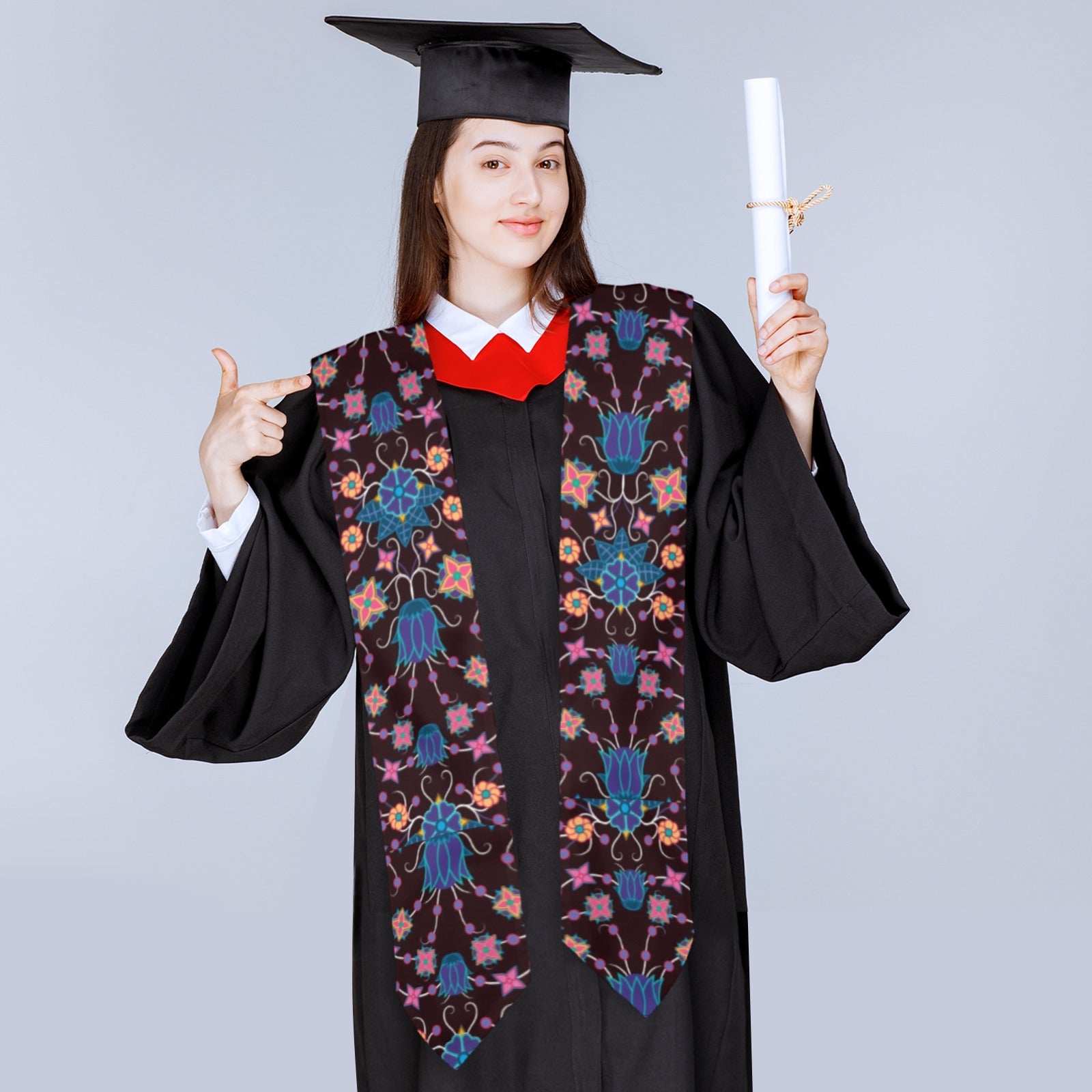 Floral Damask Purple Graduation Stole