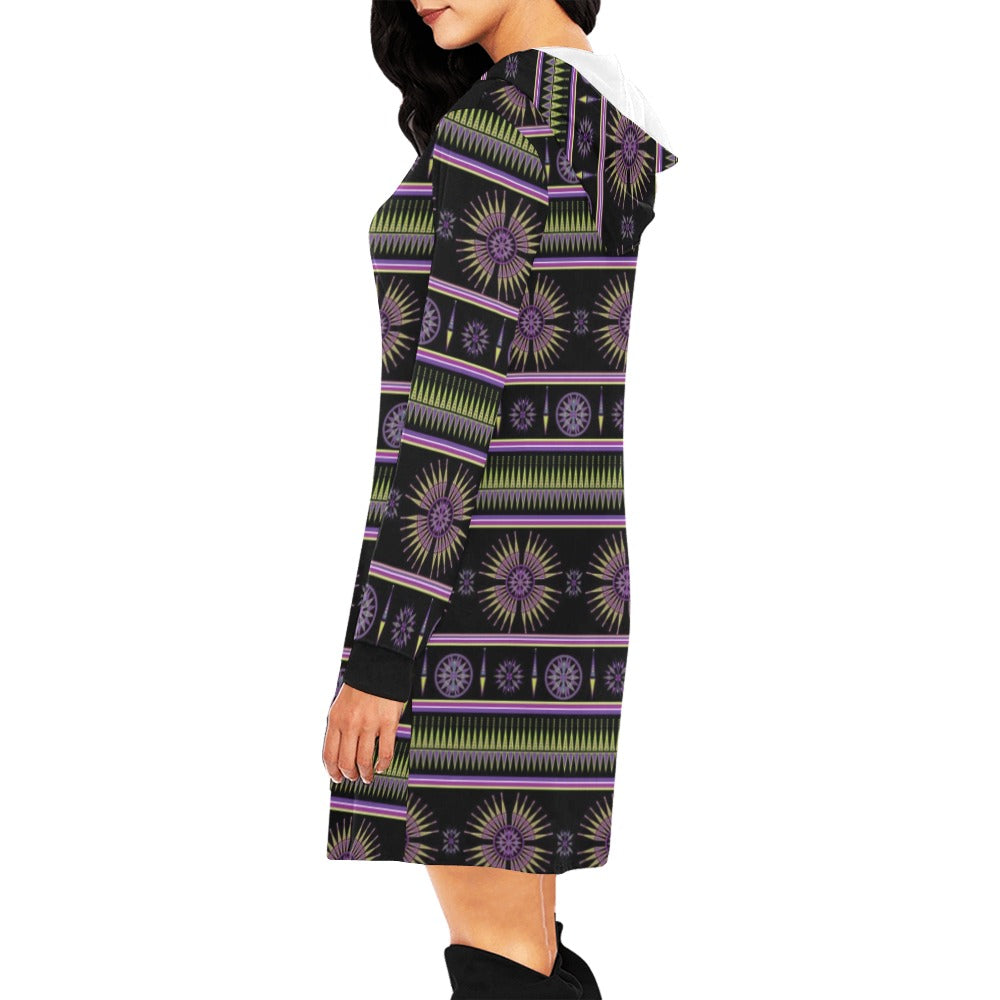 Evening Feather Wheel Hoodie Dress