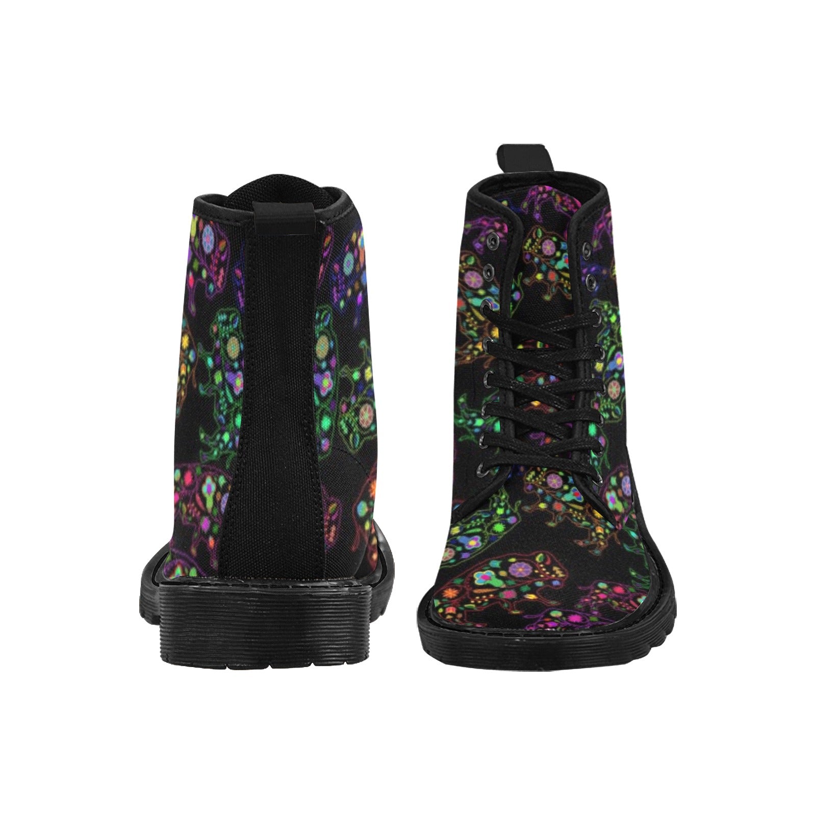 Neon Floral Buffalos Boots for Men (Black)