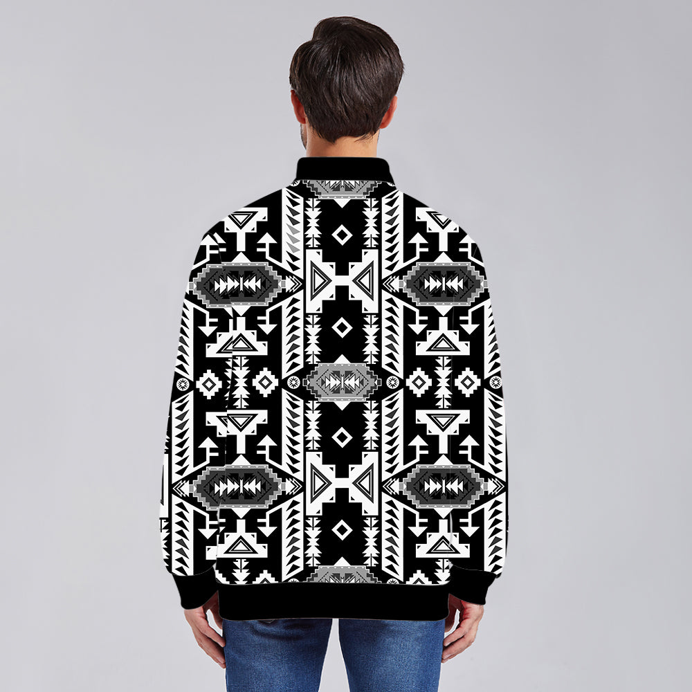 Chiefs Mountain Black and White Zippered Collared Lightweight Jacket