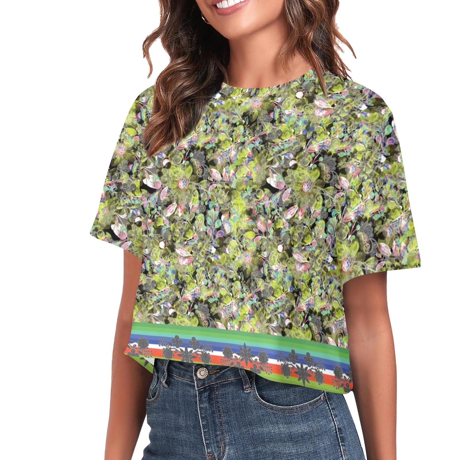 Culture in Nature Green Leaf Women's Cropped T-shirt