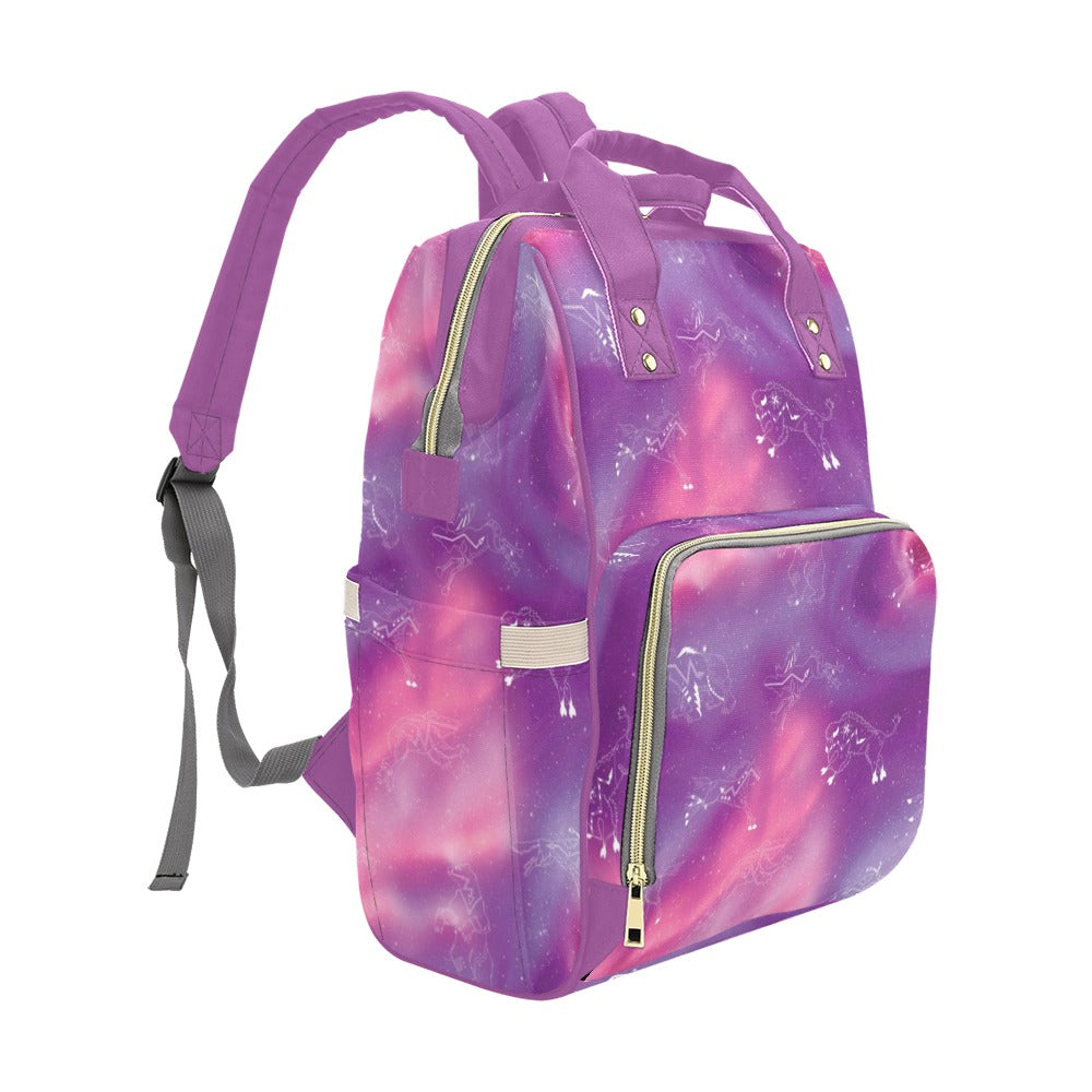 Animal Ancestors 7 Aurora Gases Pink and Purple Multi-Function Diaper Backpack/Diaper Bag