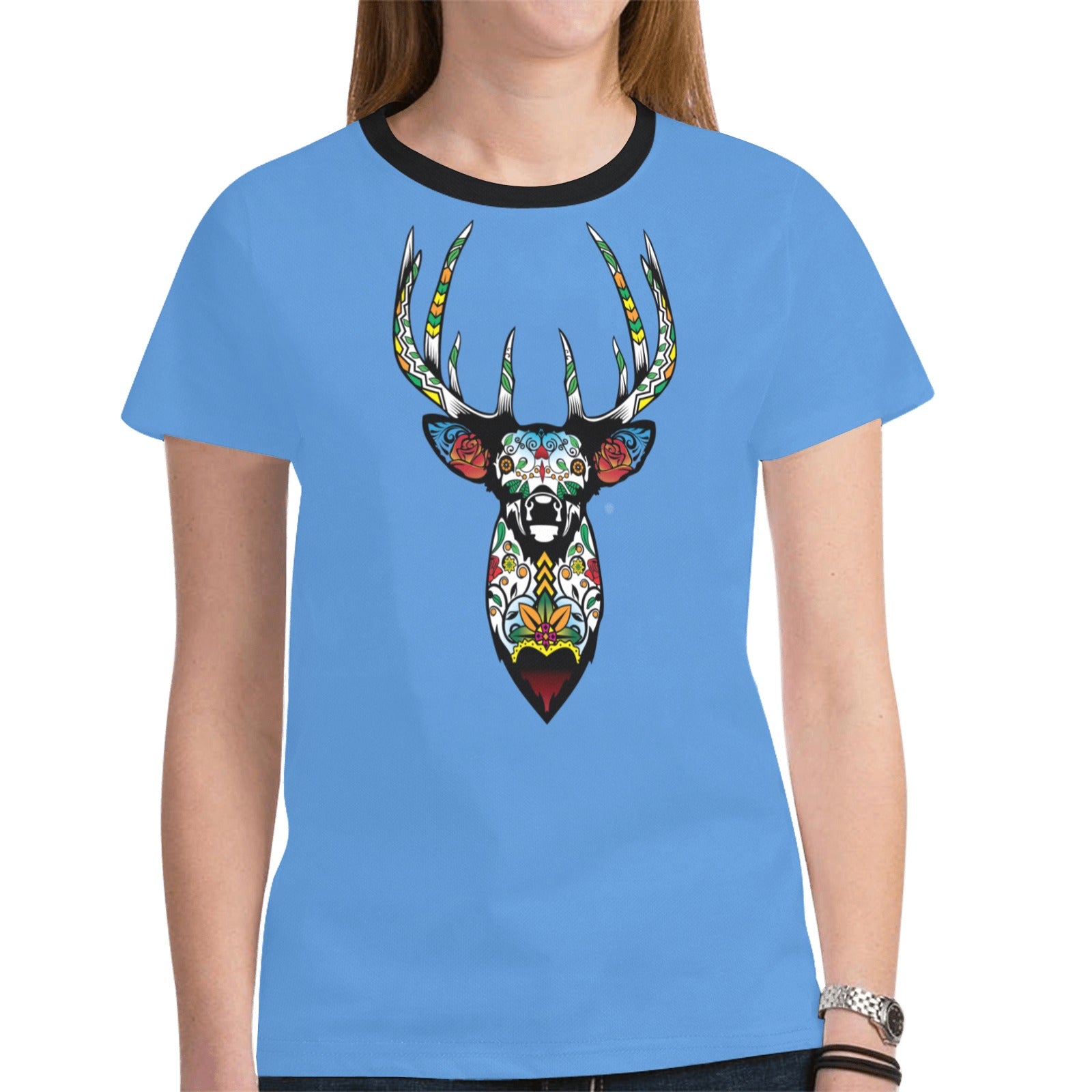 Elk Spirit Guide (Blue) T-shirt for Women