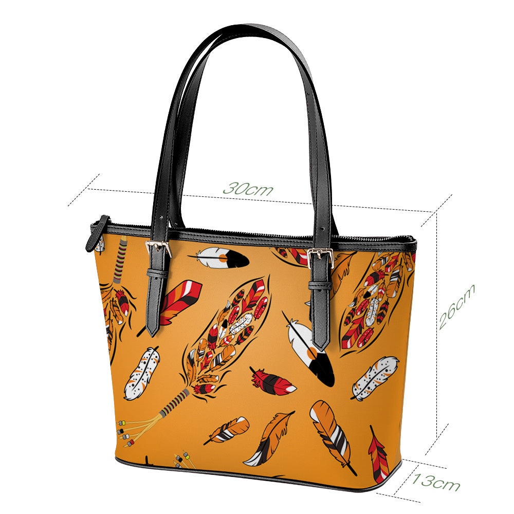 ECM Prayer Feathers Orange Large Tote Shoulder Bag