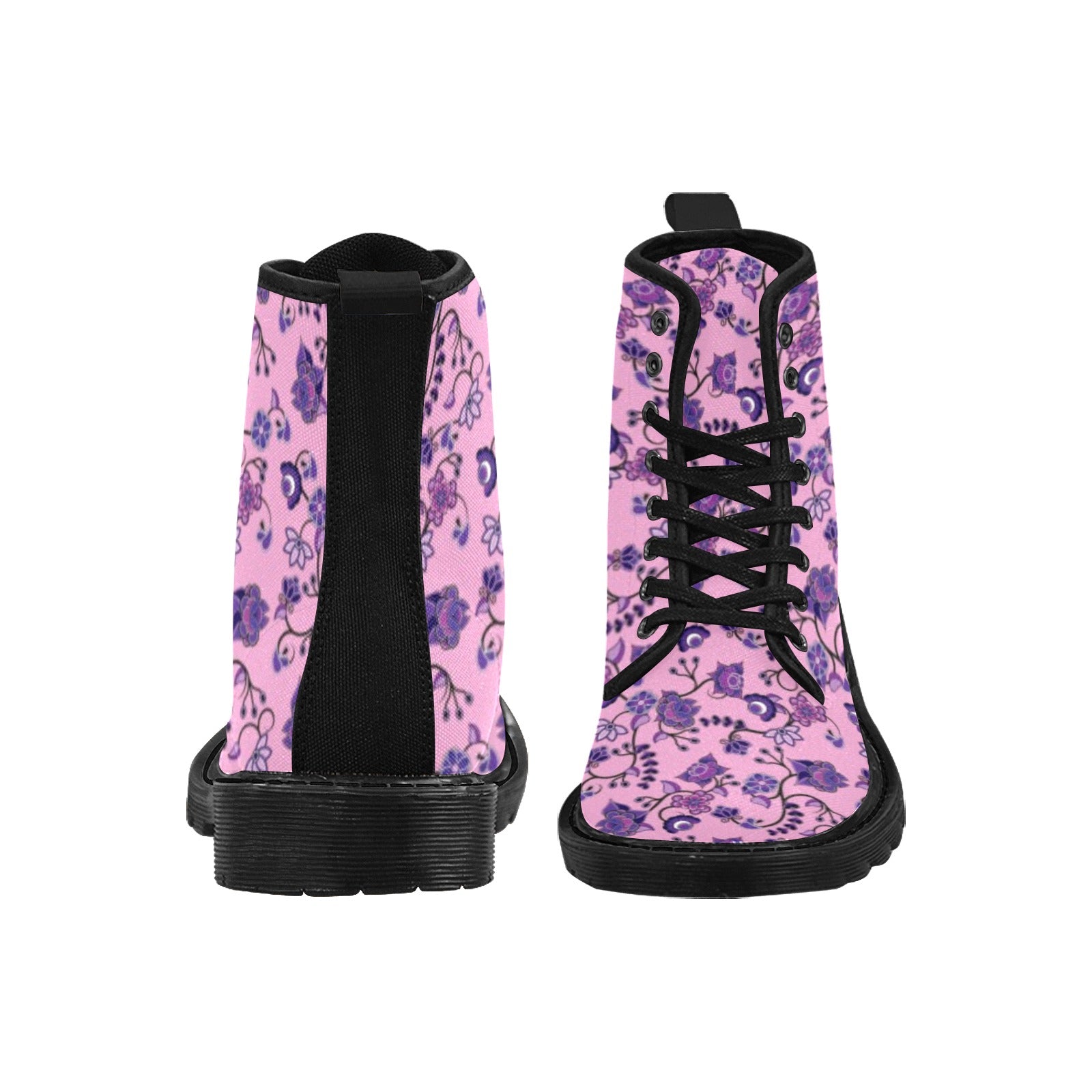 Purple Floral Amour Boots for Men (Black)