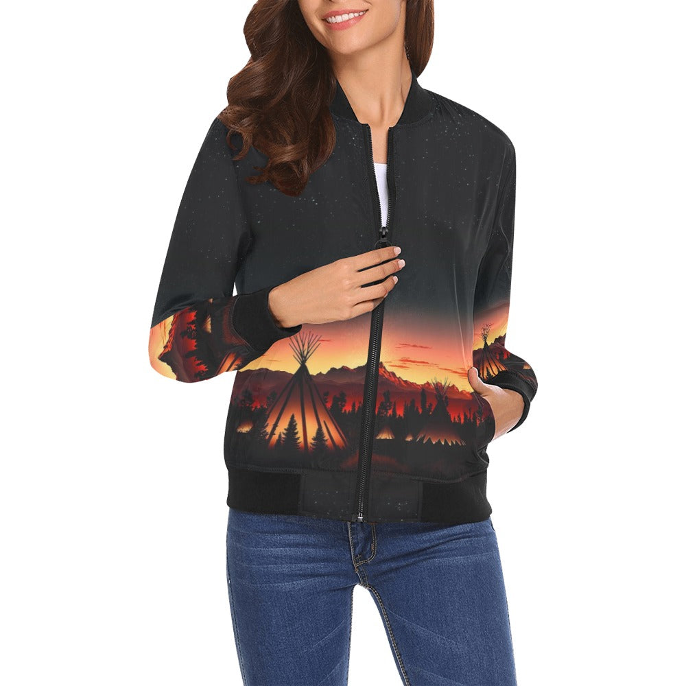 Sunset Tipis Bomber Jacket for Women