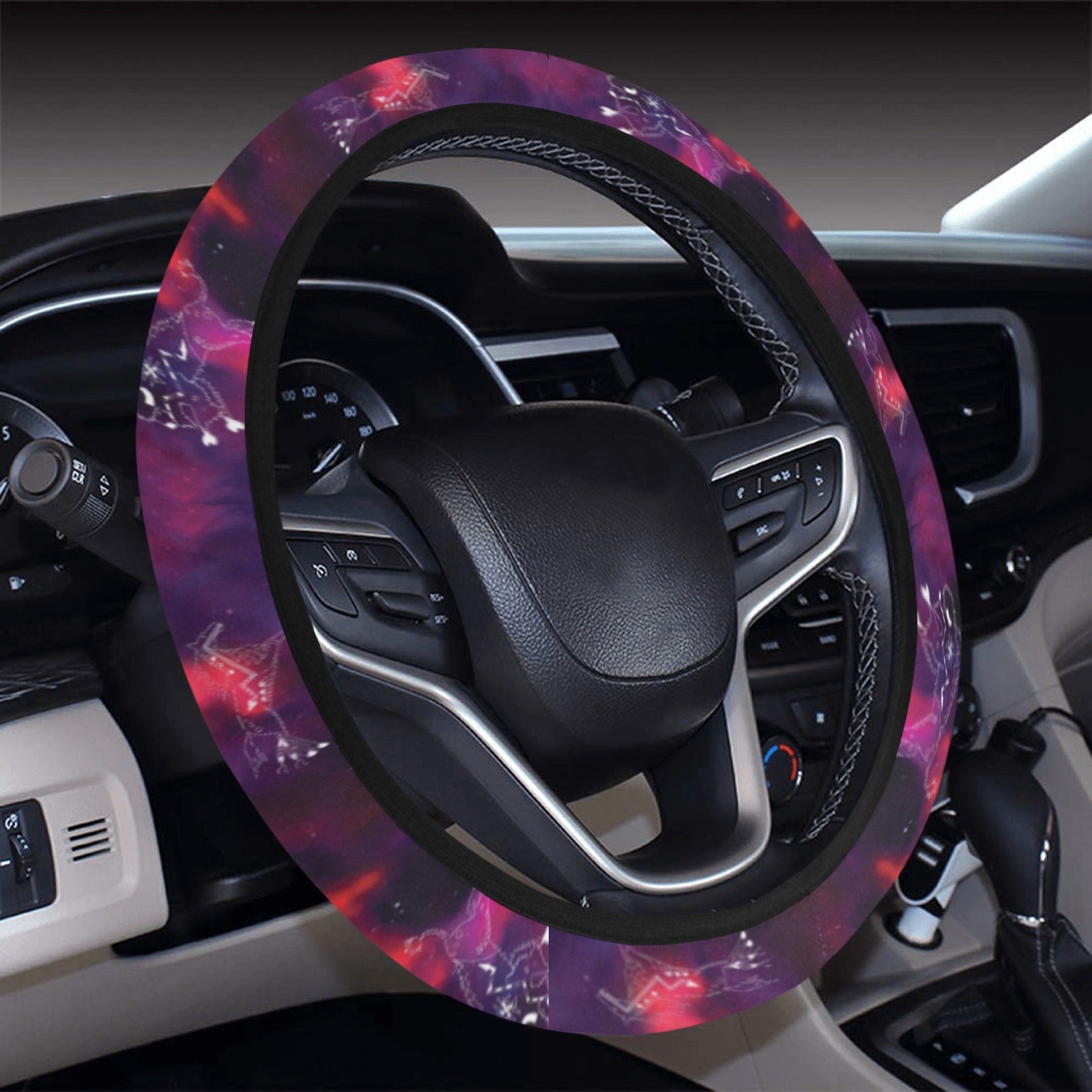 Animal Ancestors 3 Blue Pink Swirl Steering Wheel Cover with Elastic Edge