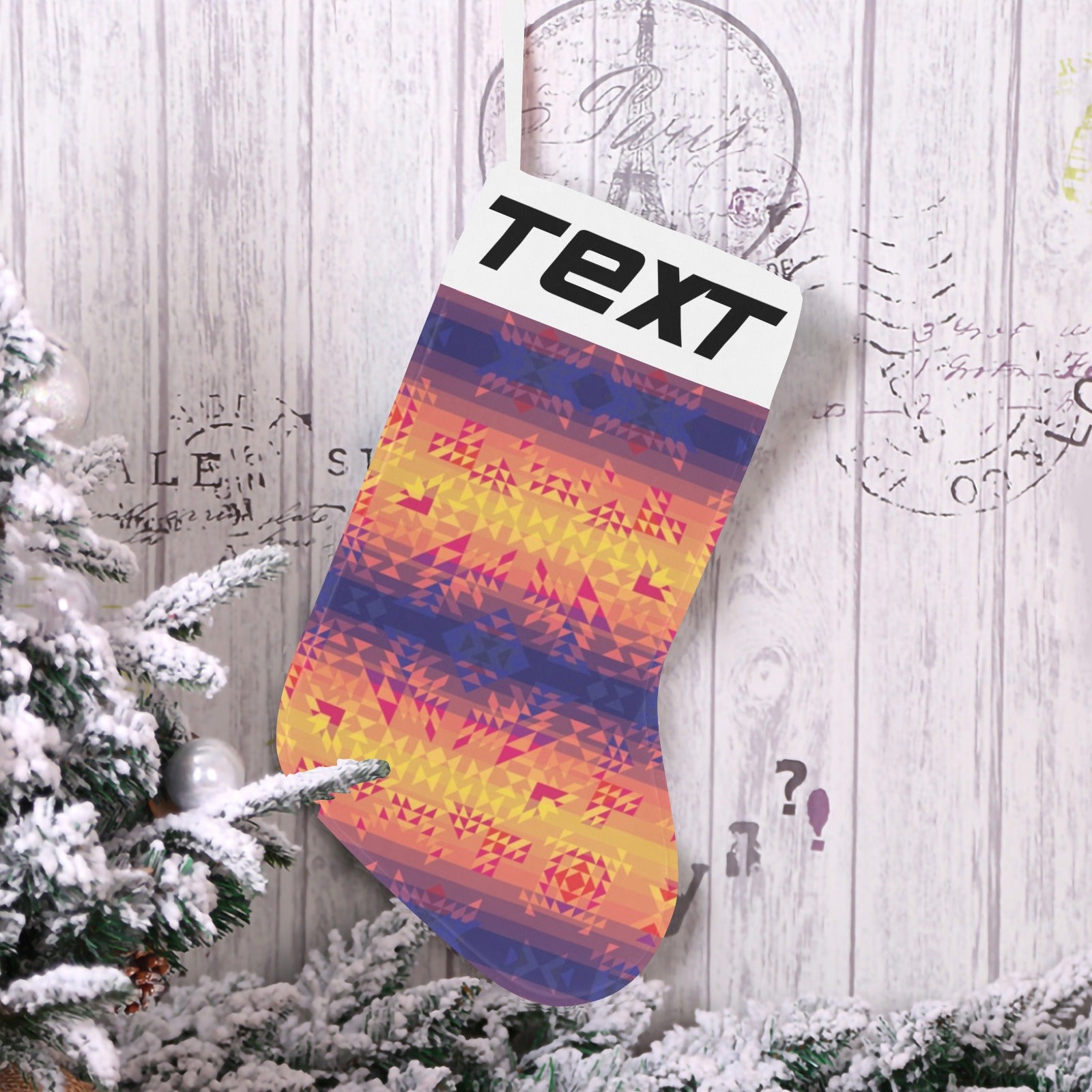 Soleil Indigo Christmas Stocking (Custom Text on The Top)