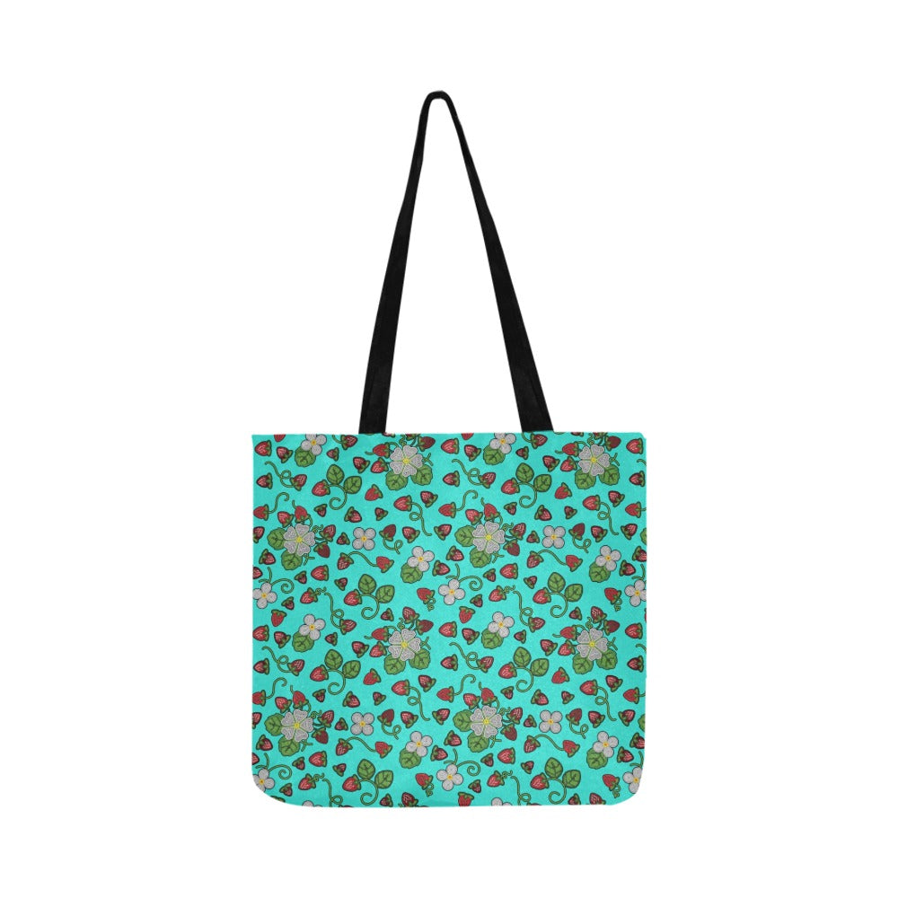 Strawberry Dreams Turquoise Reusable Shopping Bag (Two sides)