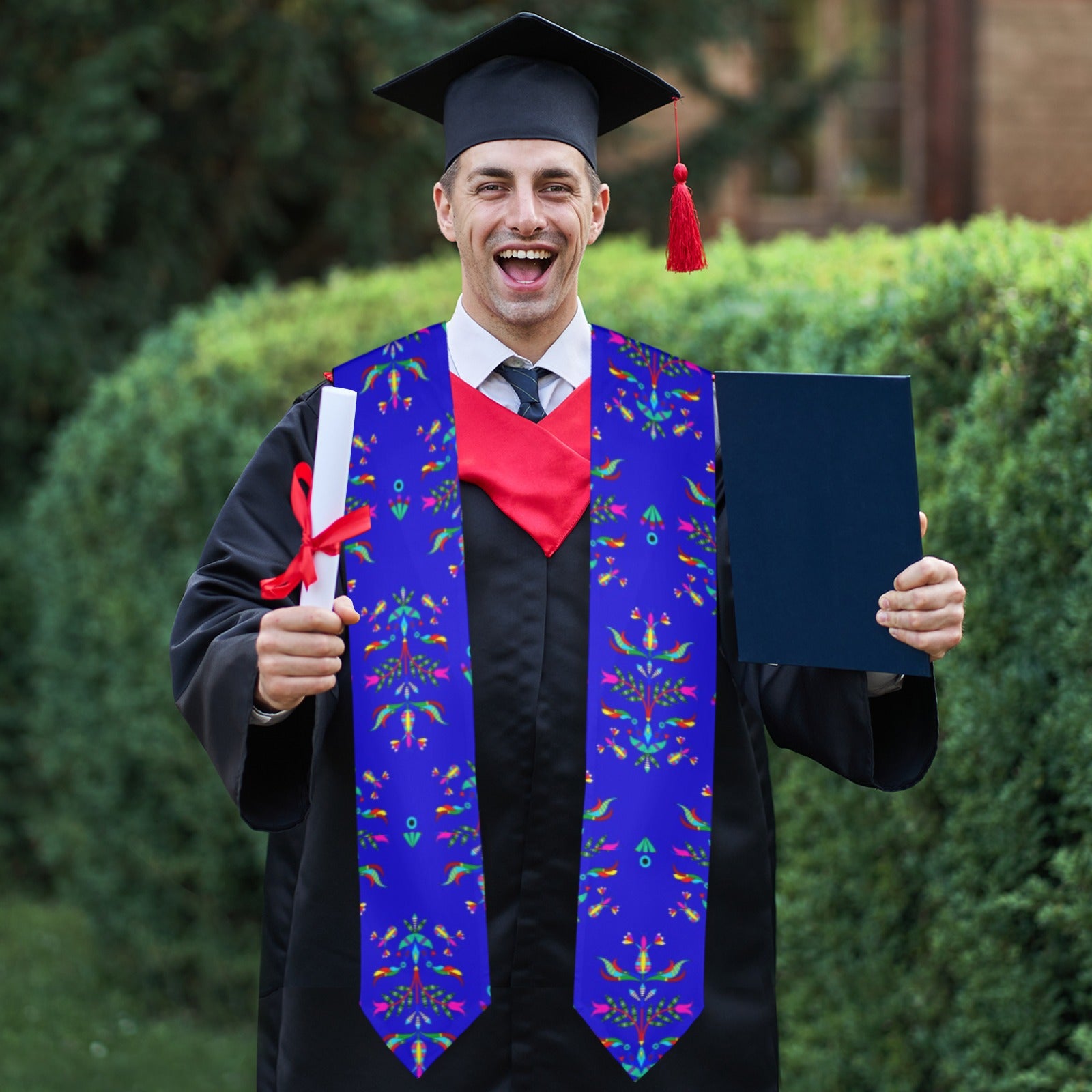 Dakota Damask Blue Graduation Stole