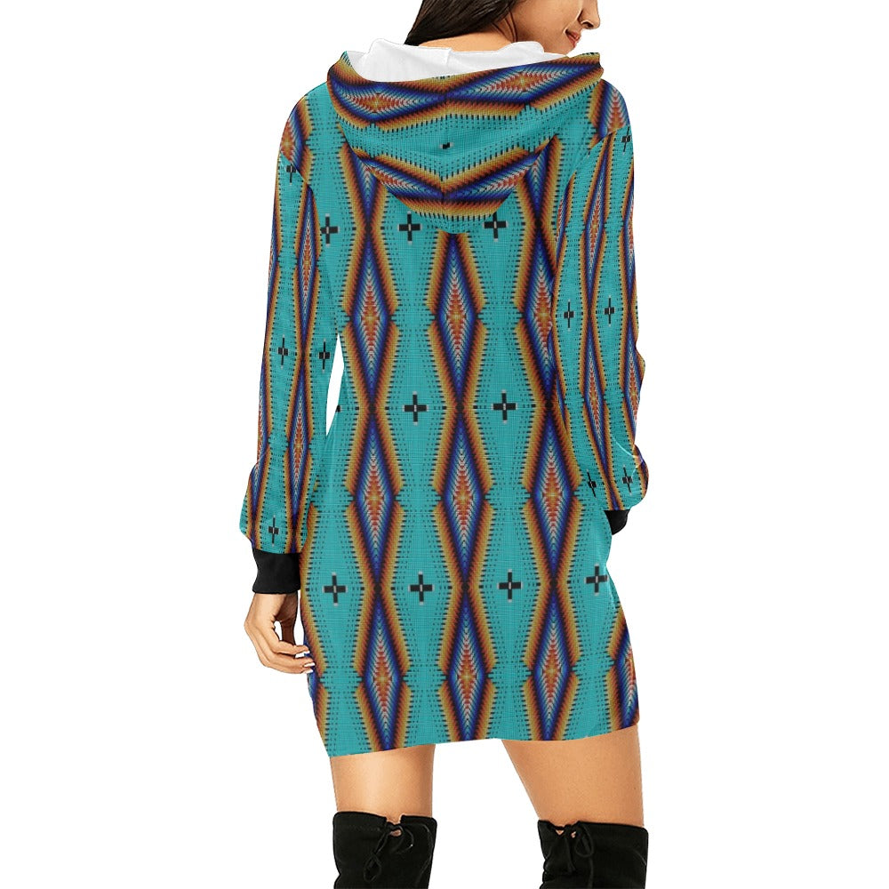 Diamond in the Bluff Turquoise Hoodie Dress