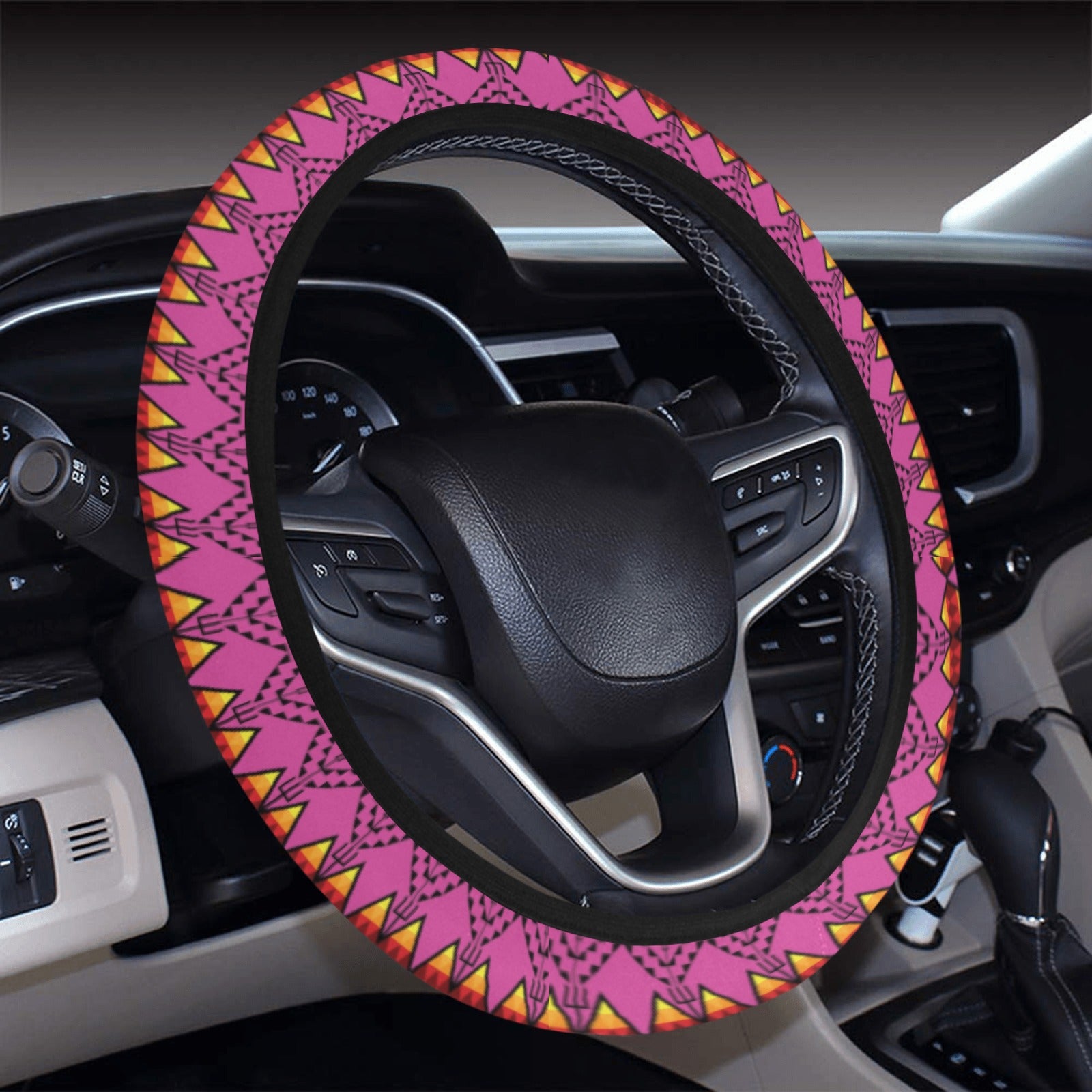 Sacred Trust Pink Steering Wheel Cover with Elastic Edge