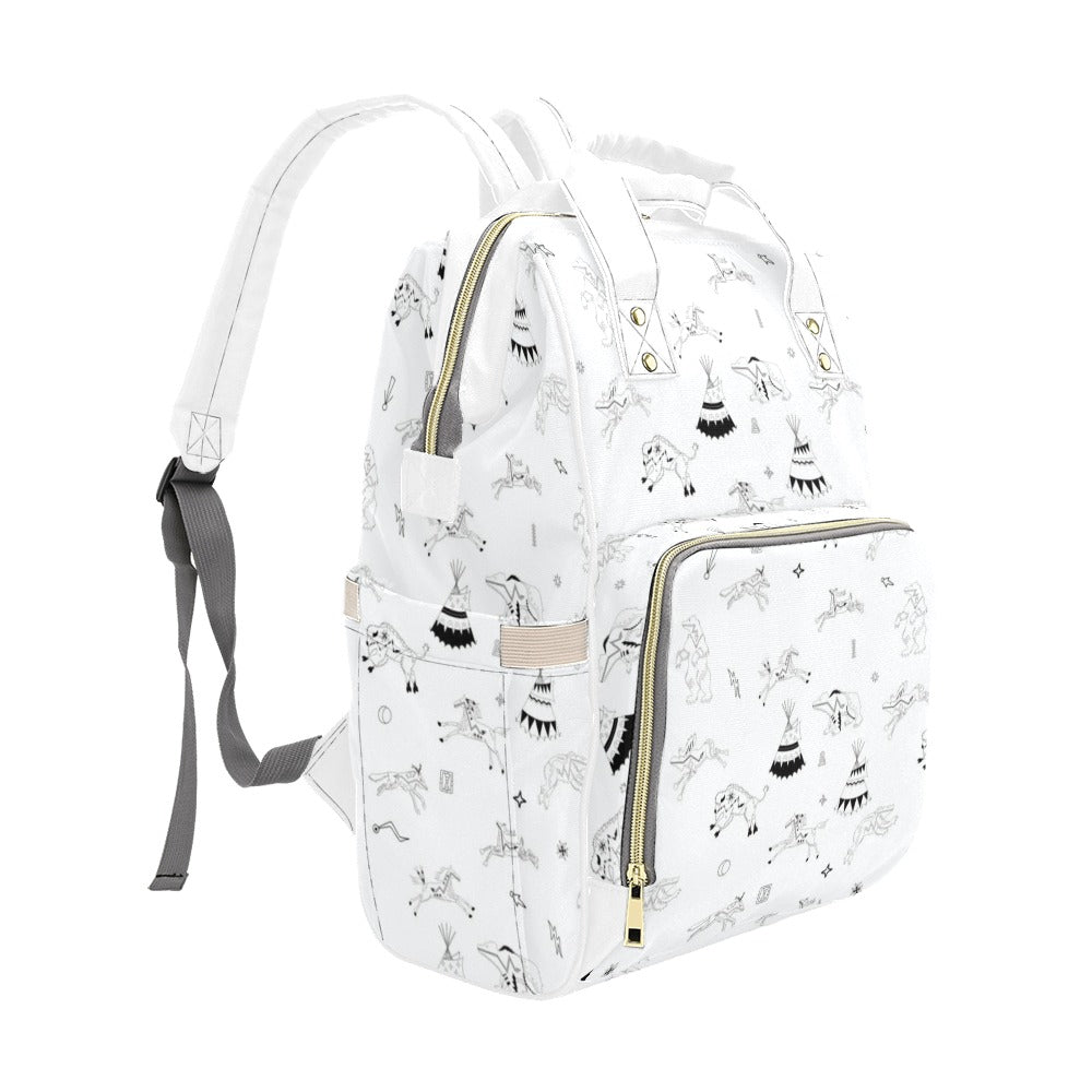 Ledger Dabbles White Multi-Function Diaper Backpack/Diaper Bag