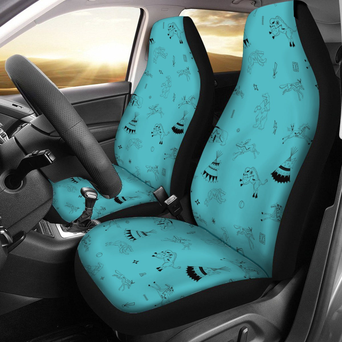 Ledger Dabbles Torquoise Universal Car Seat Cover With Thickened Back