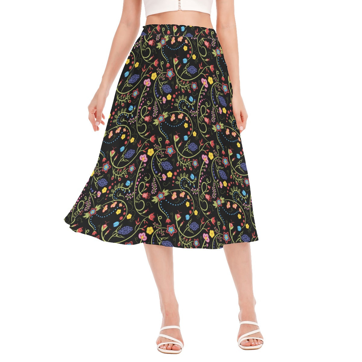Fresh Fleur Midnight Women's Long Section Chiffon Skirt