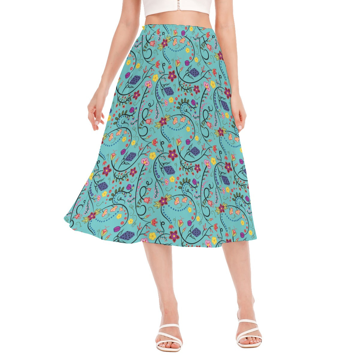 Fresh Fleur Sky Women's Long Section Chiffon Skirt