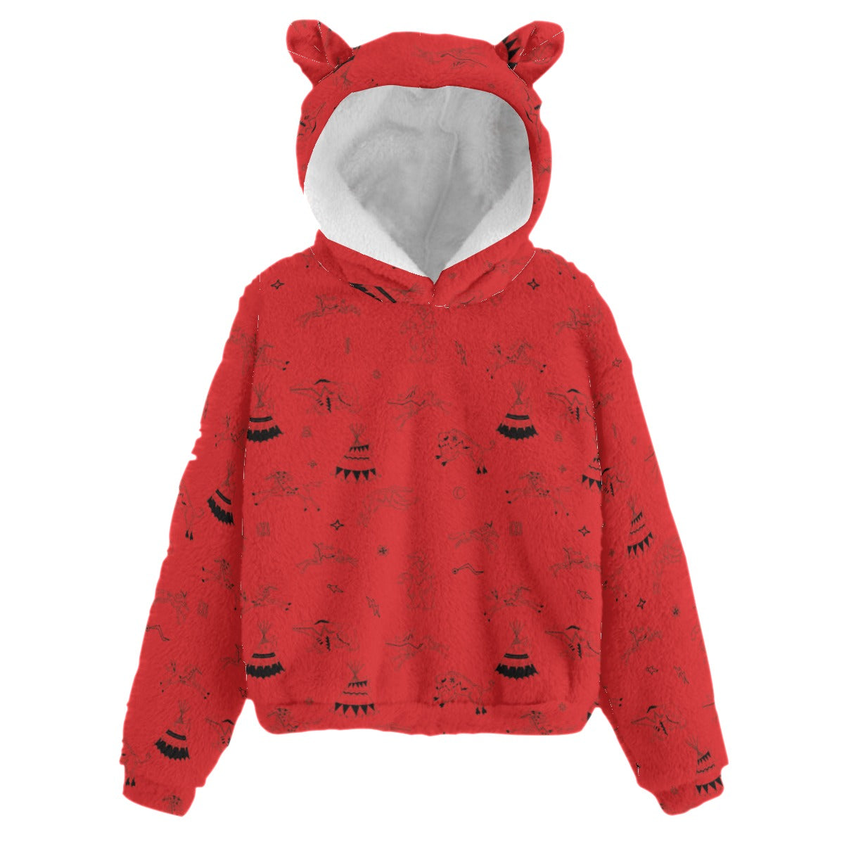 Ledger Dabbles Red Kid’s Borg Fleece Hoodie With Ear