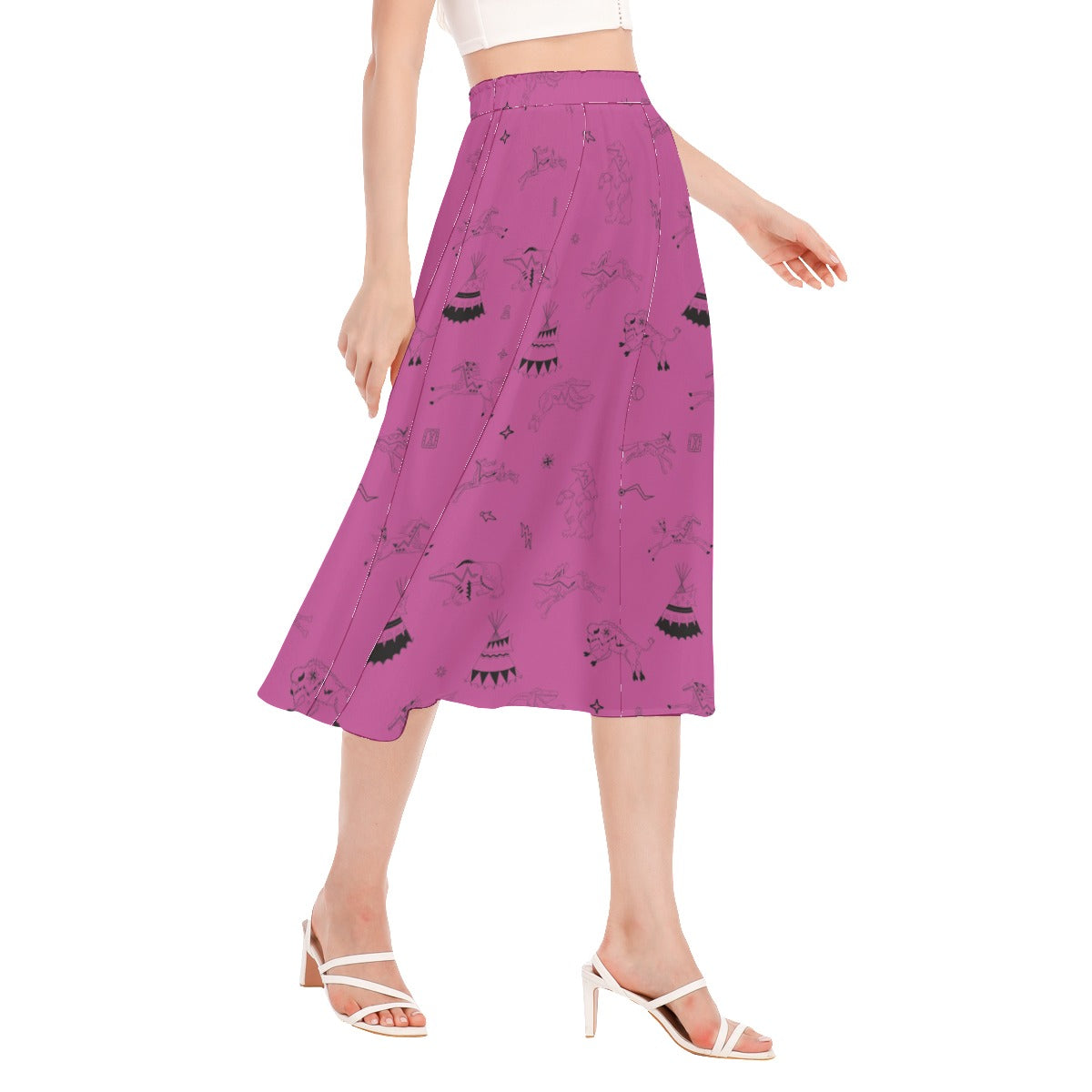 Ledger Dabbles Magenta Women's Long Section Chiffon Skirt