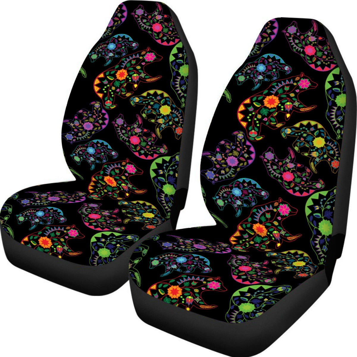 Floral Bear Universal Car Seat Cover With Thickened Back