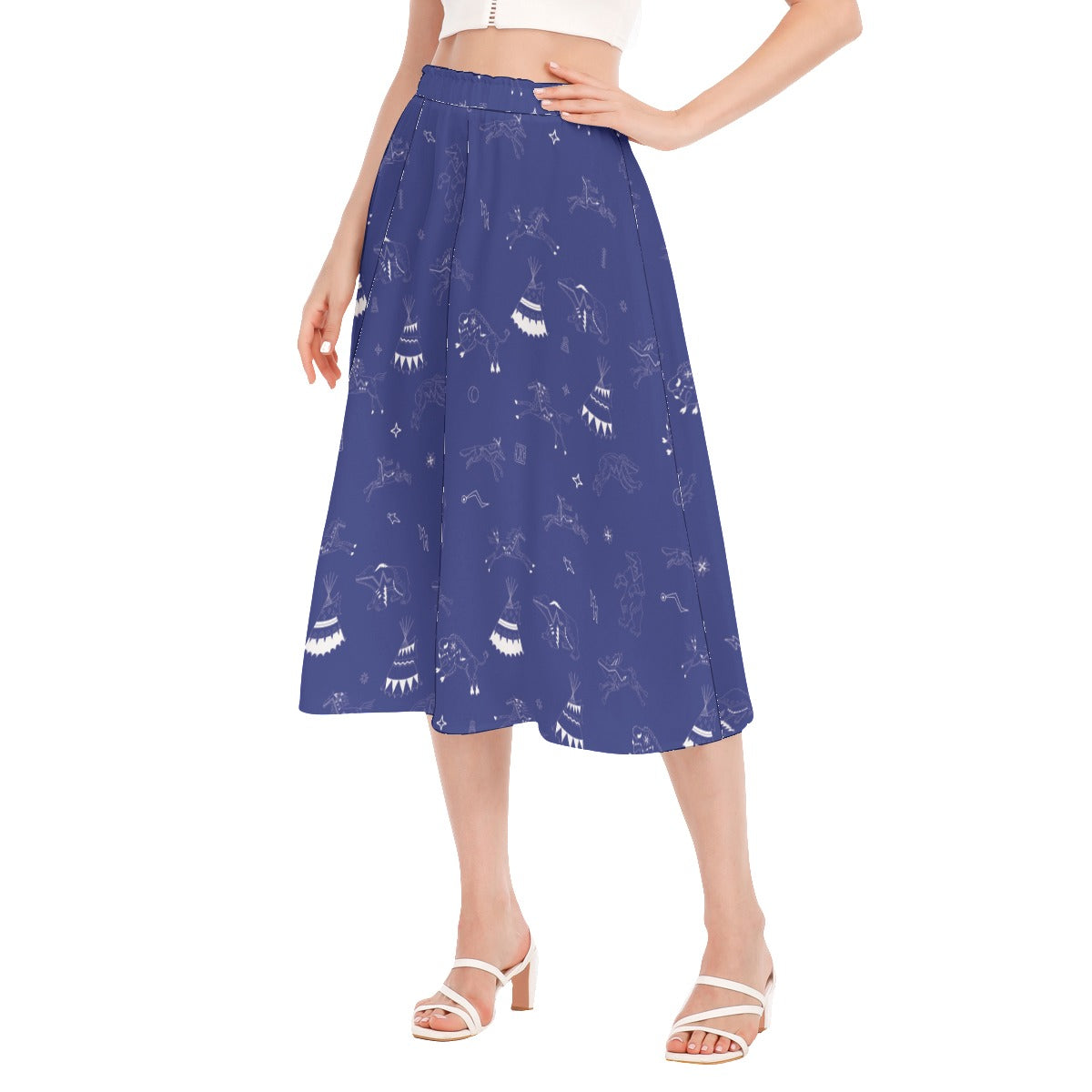 Ledger Dabbles Blue Women's Long Section Chiffon Skirt