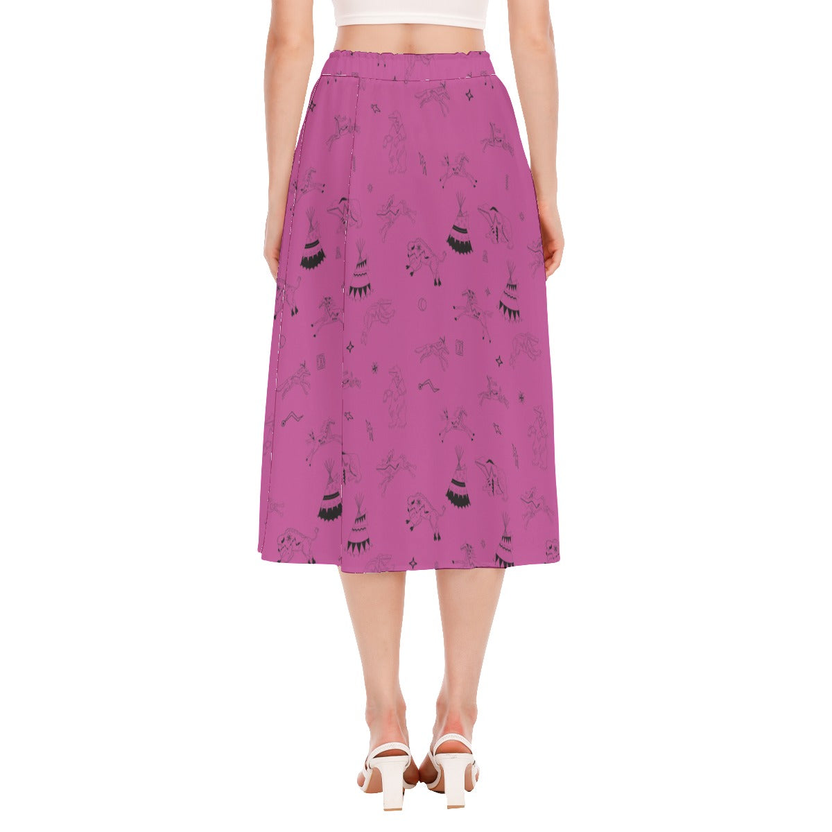 Ledger Dabbles Magenta Women's Long Section Chiffon Skirt