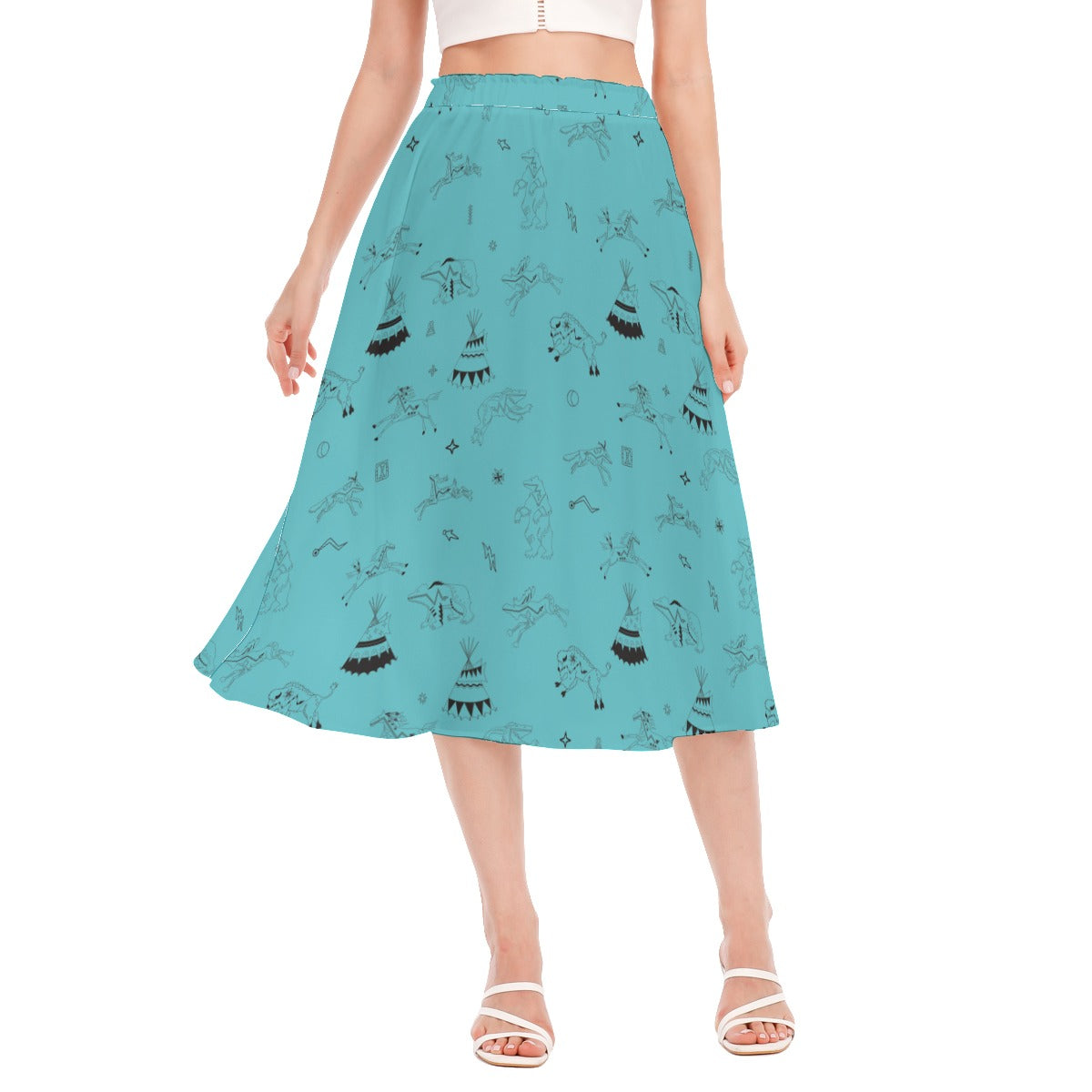 Ledger Dabbles Torquoise Women's Long Section Chiffon Skirt