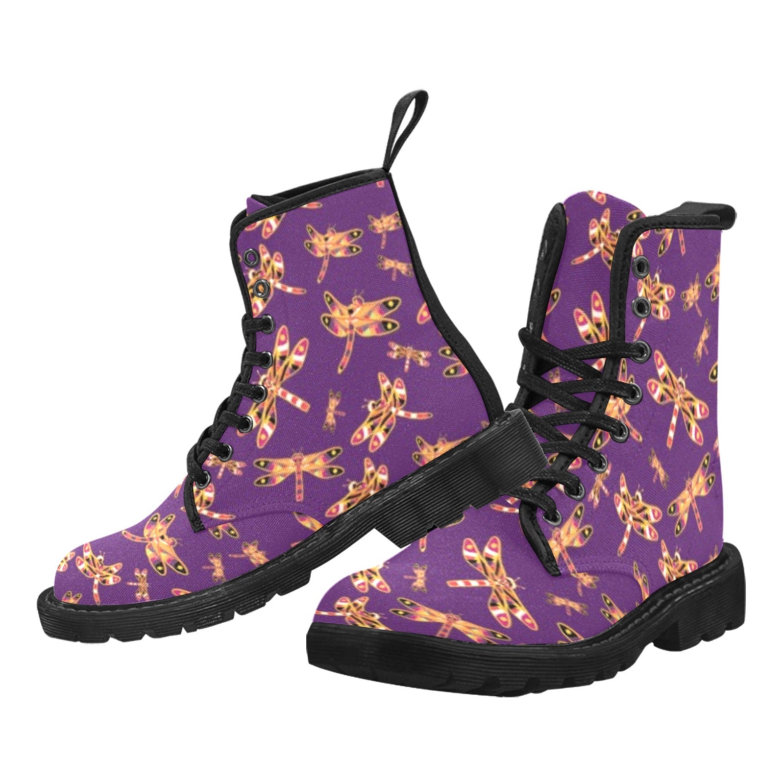 Gathering Yellow Purple Boots for Men (Black)
