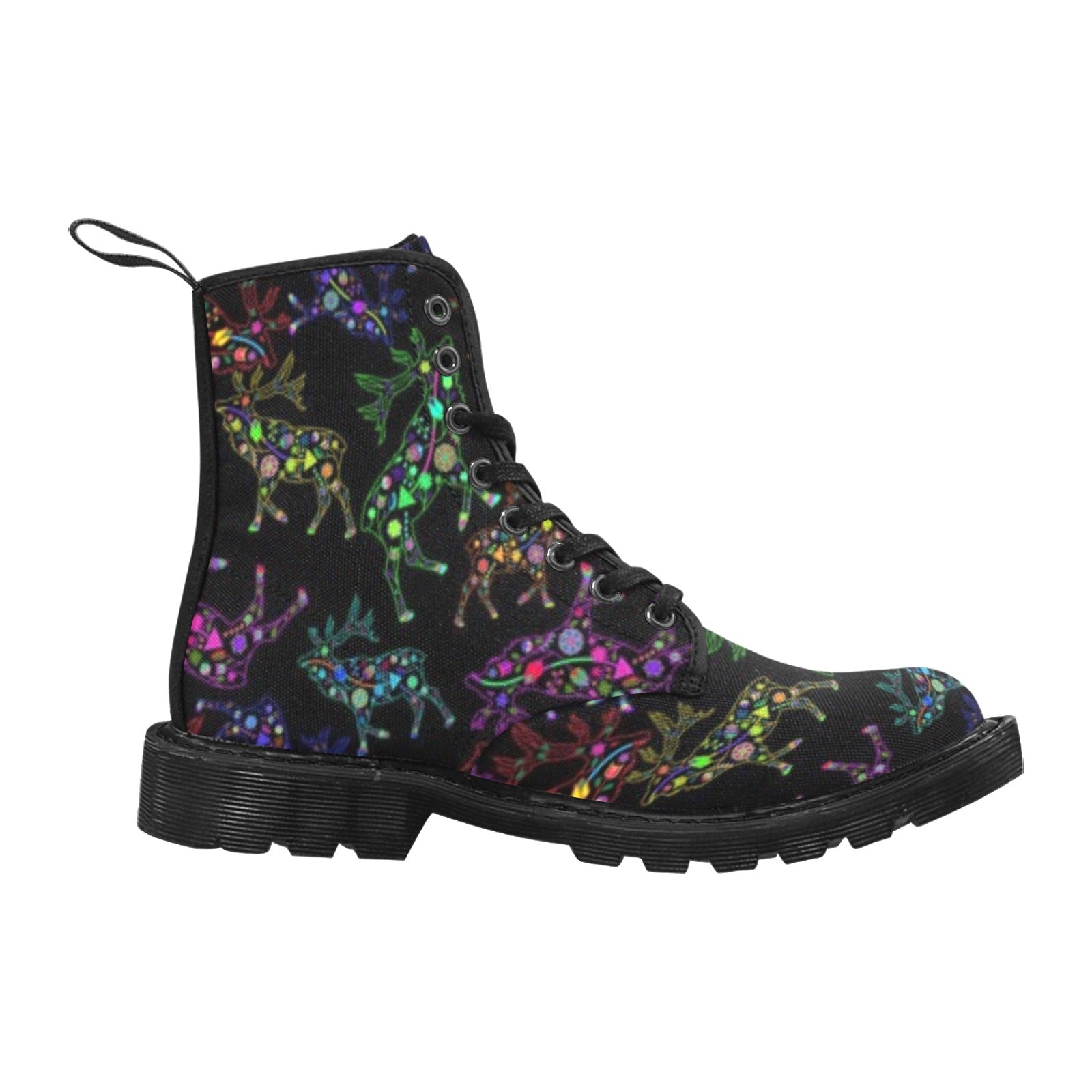 Neon Floral Elks Boots for Men (Black)