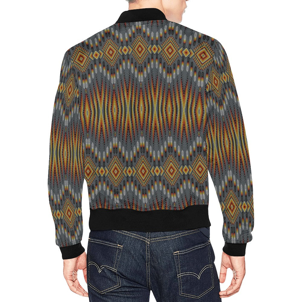 Fire Feather Grey All Over Print Bomber Jacket for Men