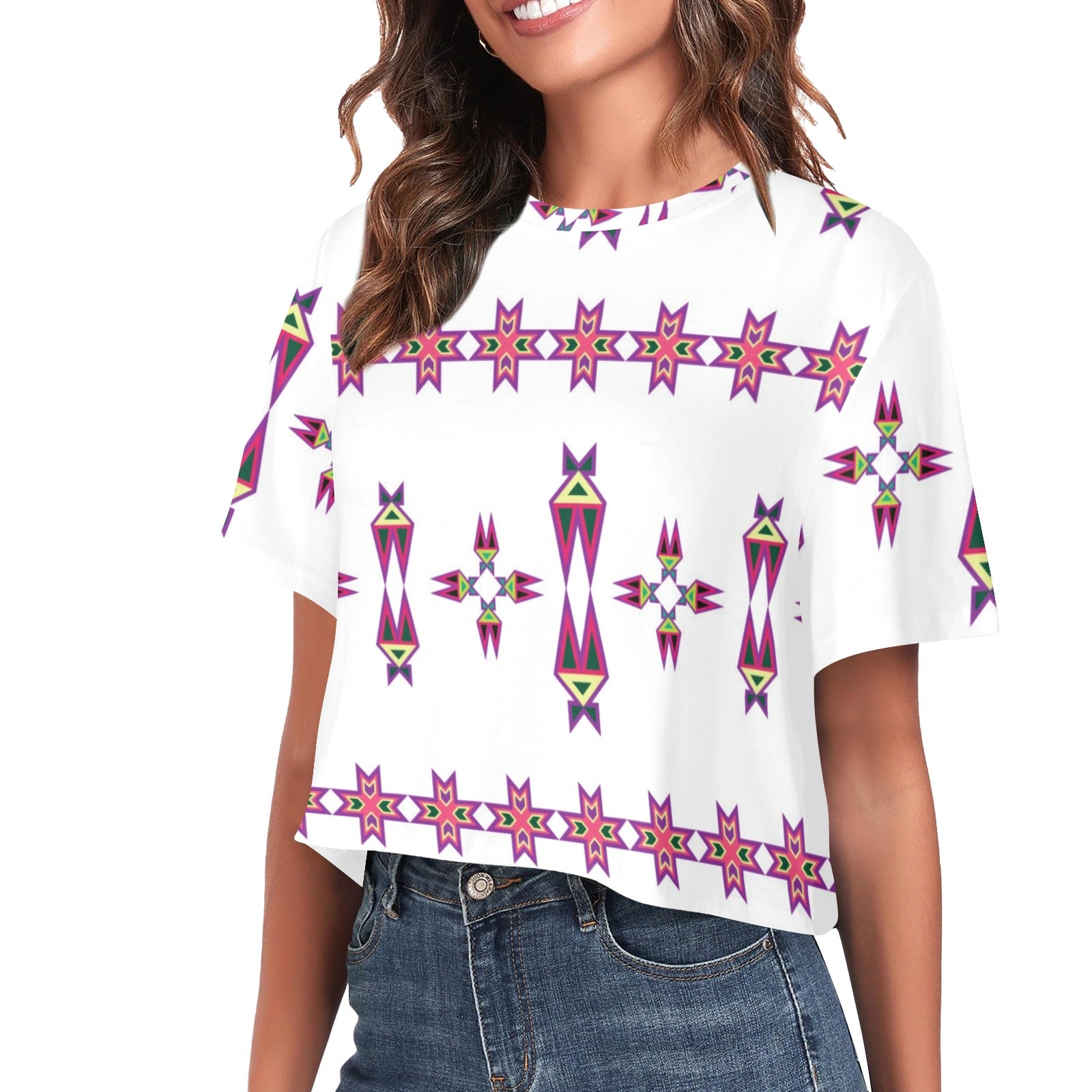 Four Directions Lodge Flurry Women's Cropped T-shirt