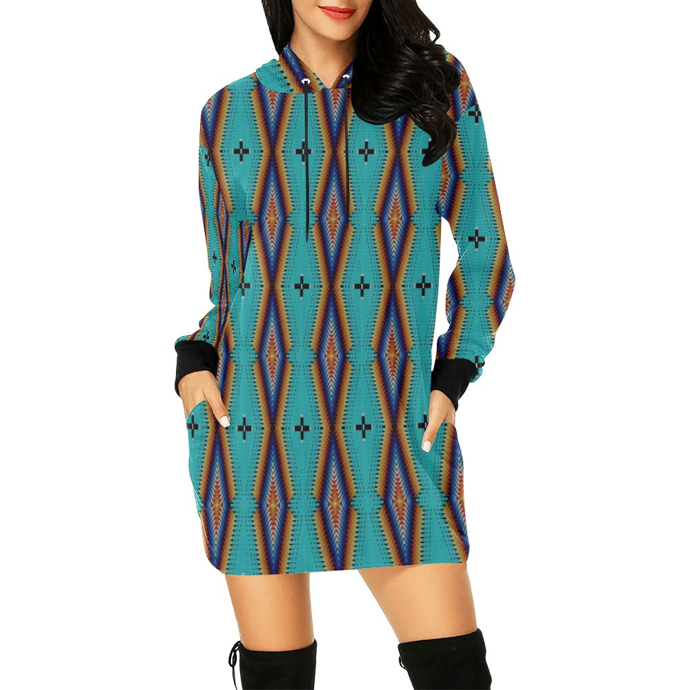 Diamond in the Bluff Turquoise Hoodie Dress