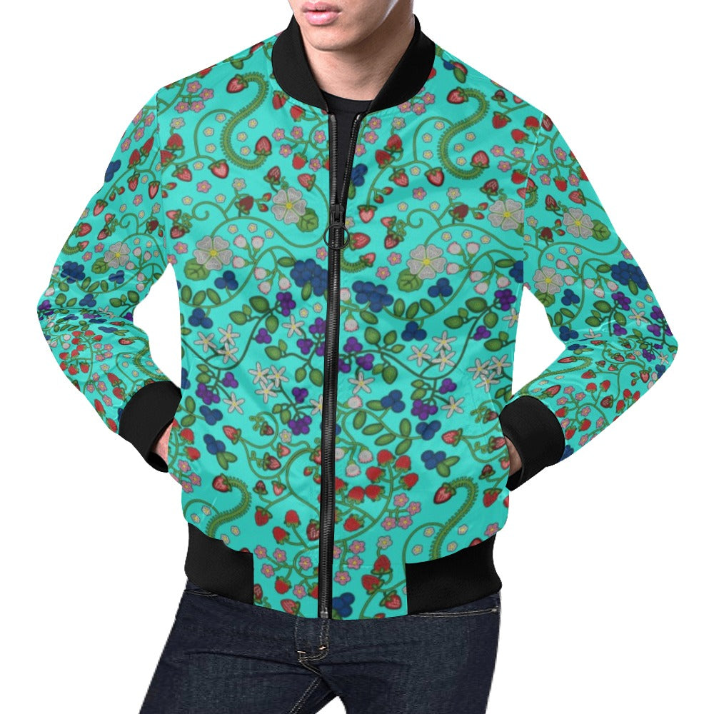 Grandmother Stories Turquoise All Over Print Bomber Jacket for Men