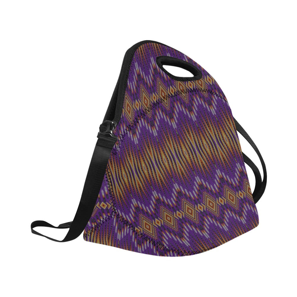 Fire Feather Purple Neoprene Lunch Bag/Large