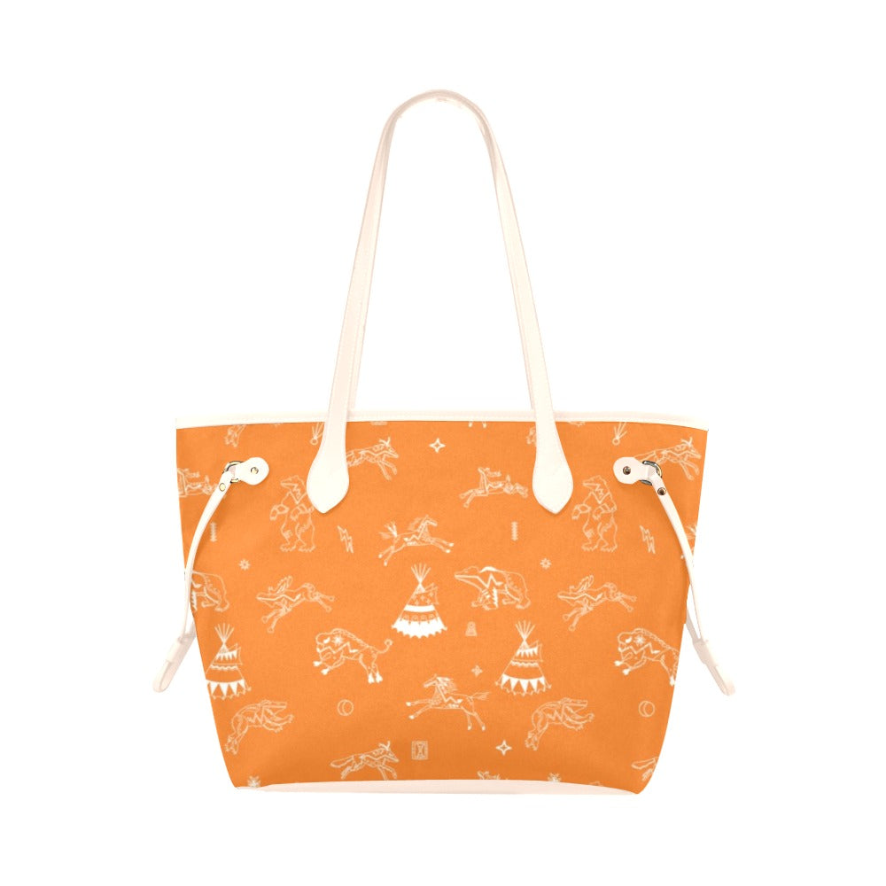 Ledger Dabbles Orange Clover Canvas Tote Bag