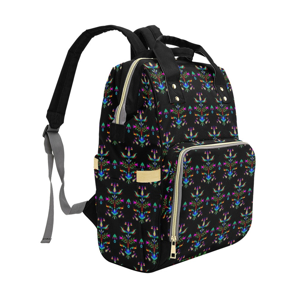 Dakota Damask Black Multi-Function Diaper Backpack/Diaper Bag