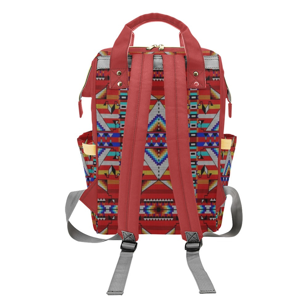 Medicine Blessing Red Multi-Function Diaper Backpack/Diaper Bag