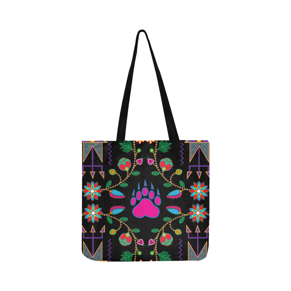 Geometric Floral Fall-Black Reusable Shopping Bag (Two sides)